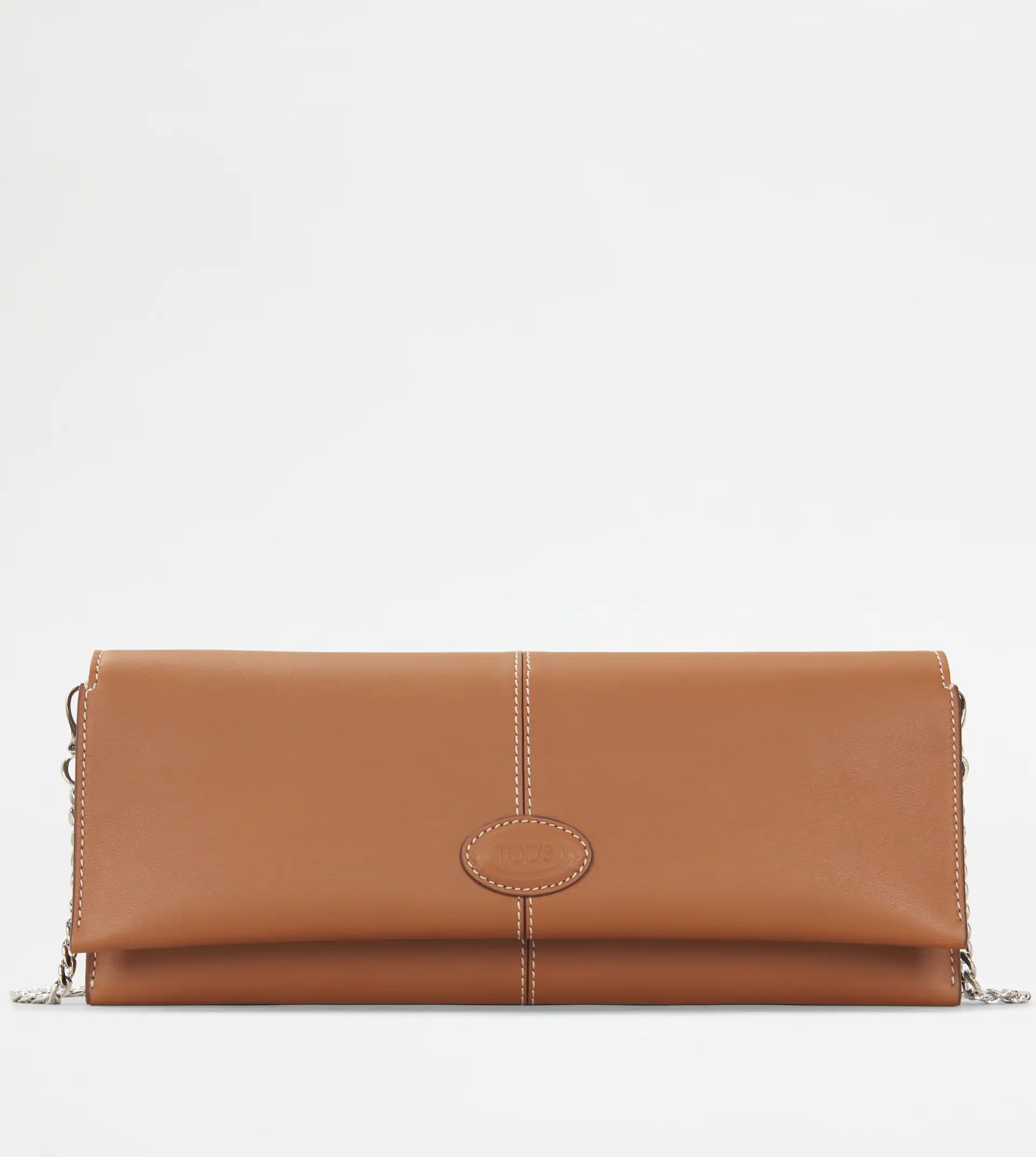 CLUTCH IN LEATHER MEDIUM - BEIGE - 1