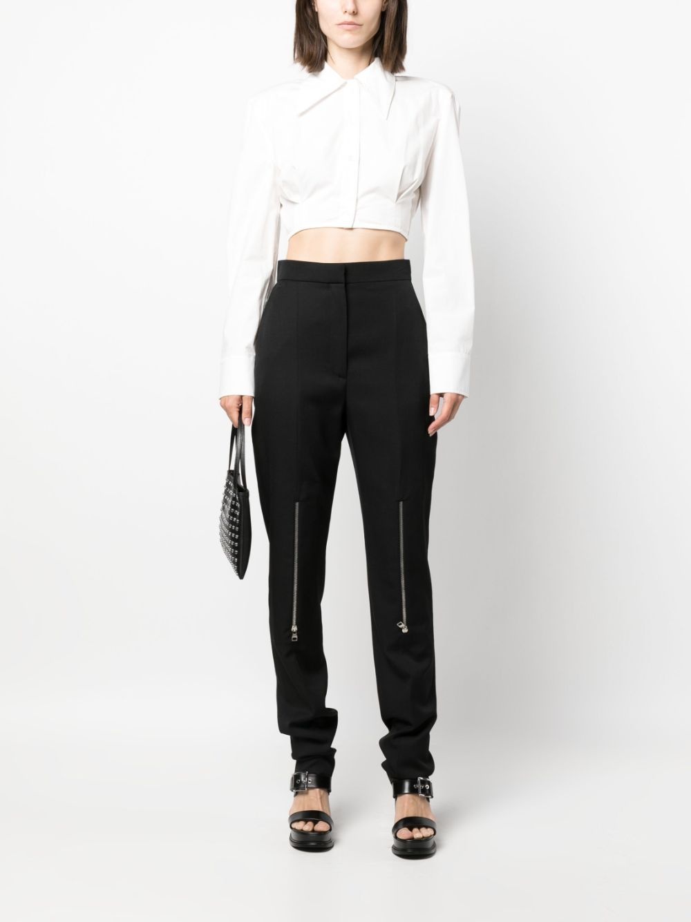 zip-embellished wool trousers - 2