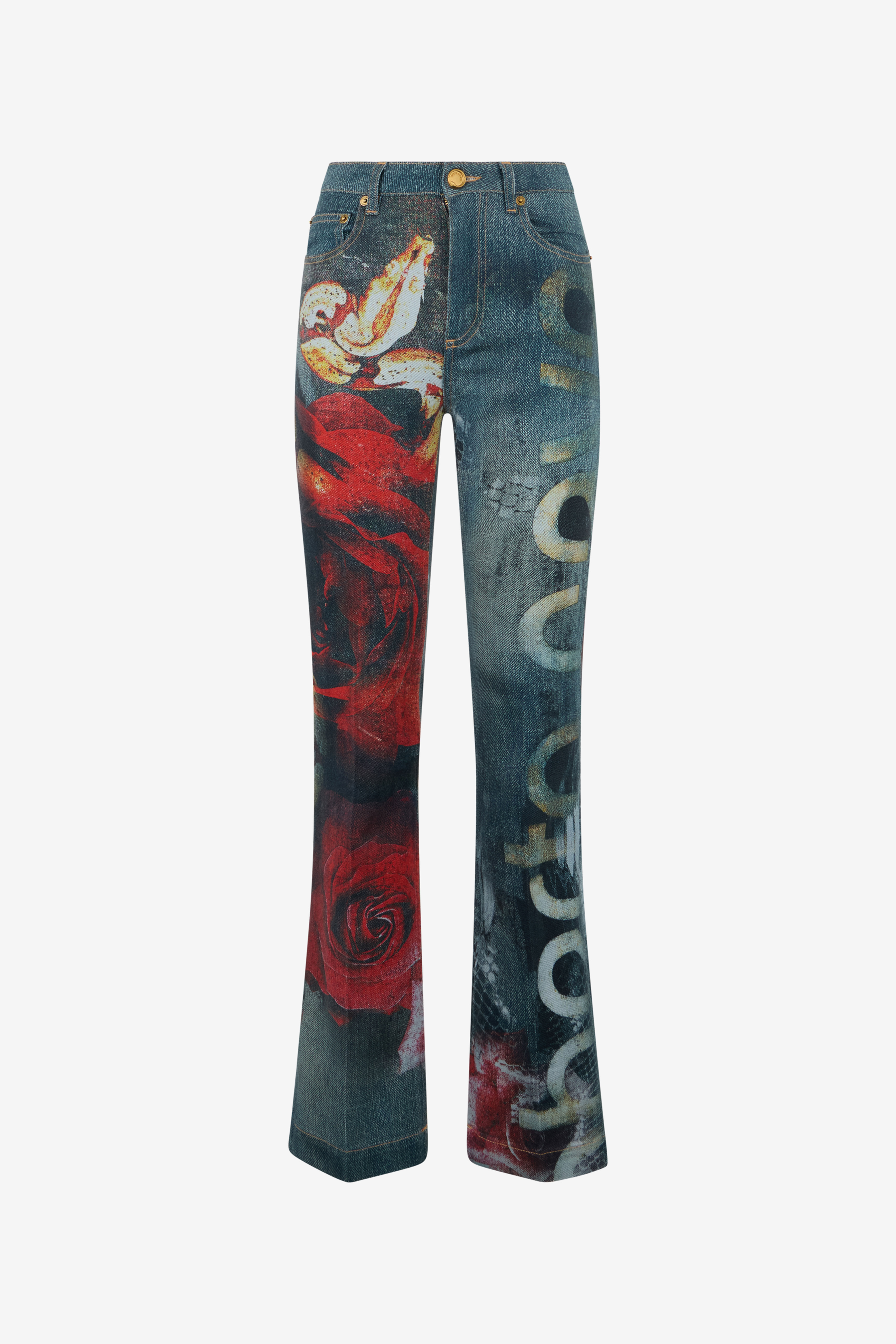 Garden Rose Print Jeans - 1