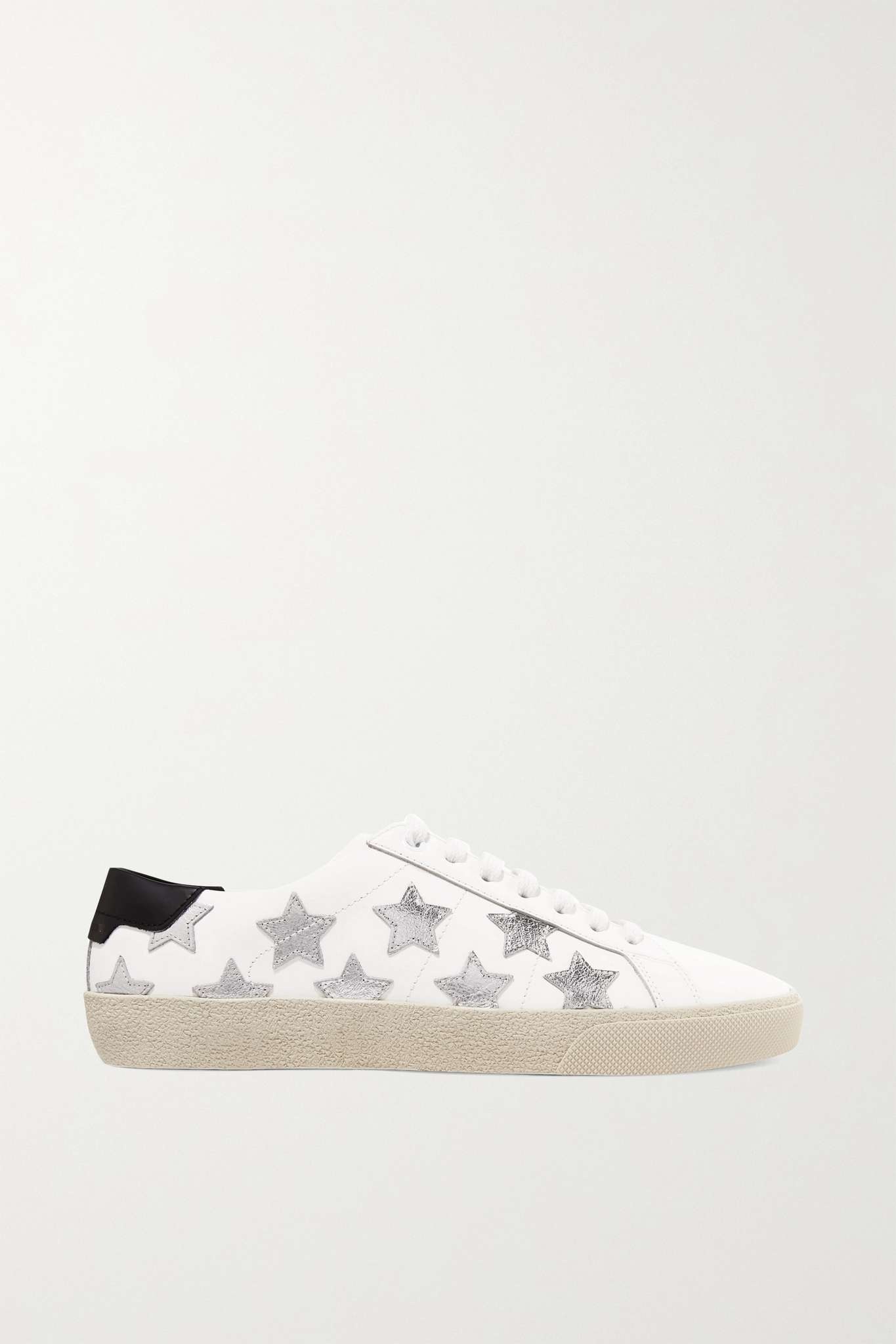 Court Classic appliquéd metallic-trimmed leather sneakers - 1