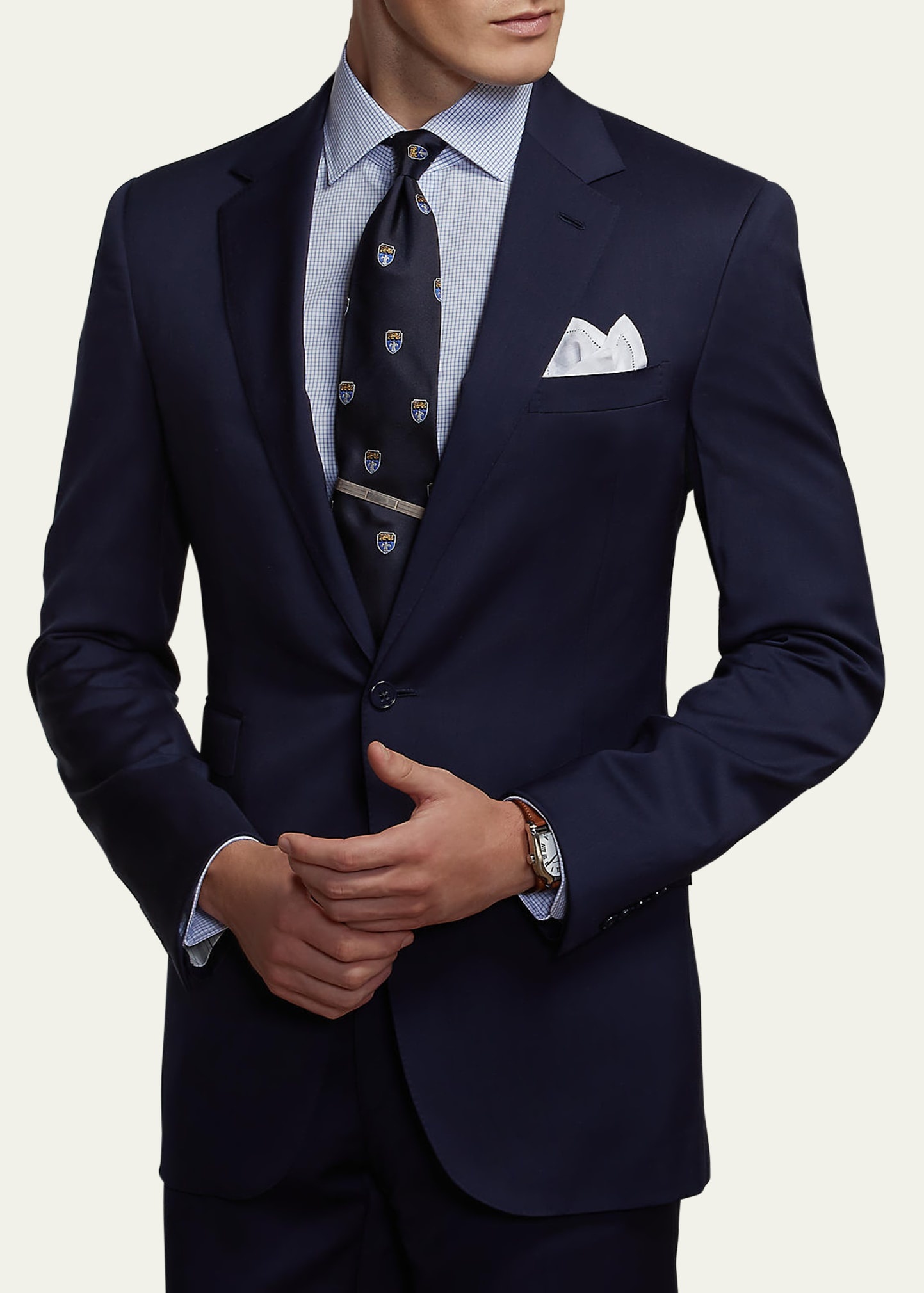 Men's Solid Wool Serge Suit - 4