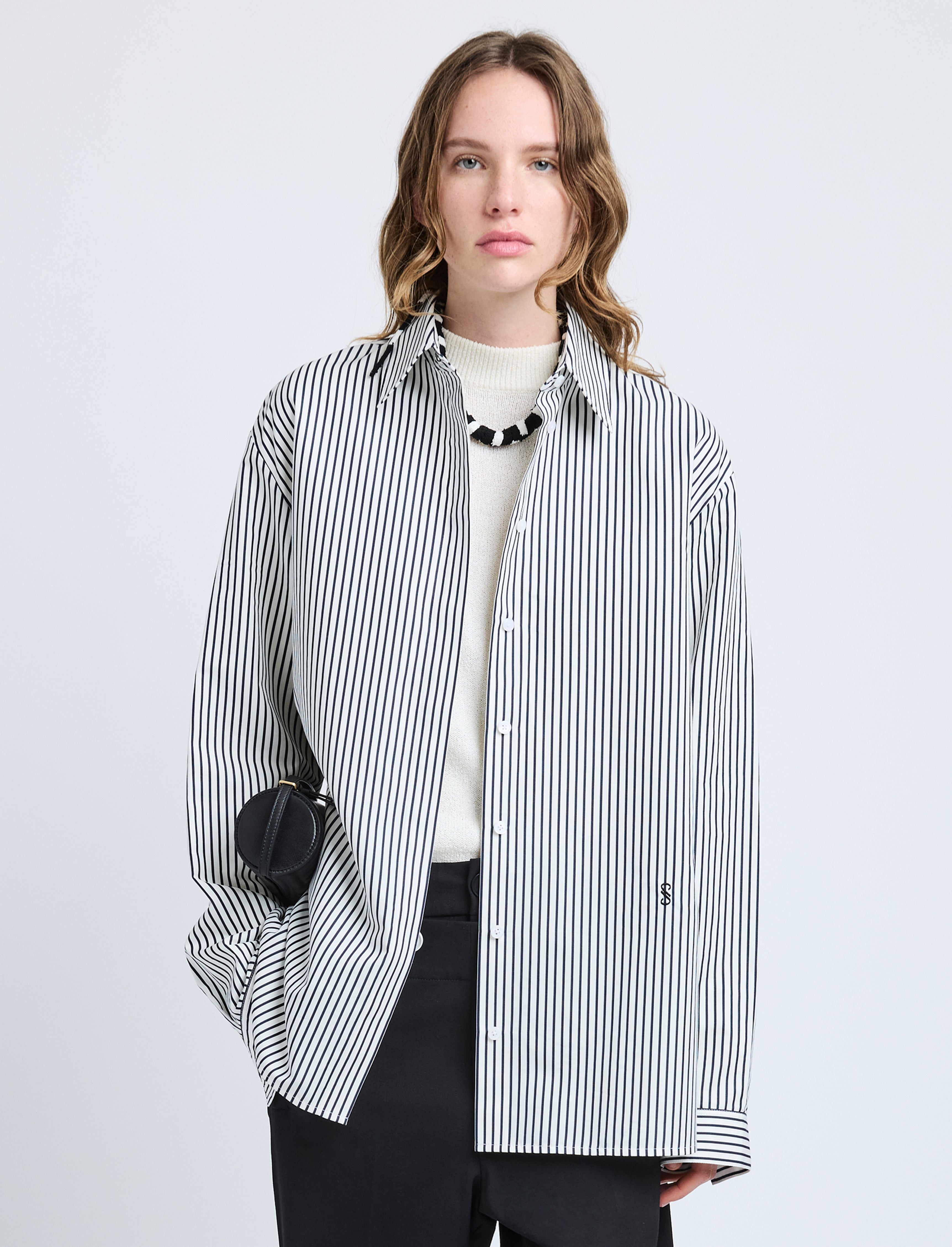 Hunter Top in Stripe Cotton Silk Poplin - 2