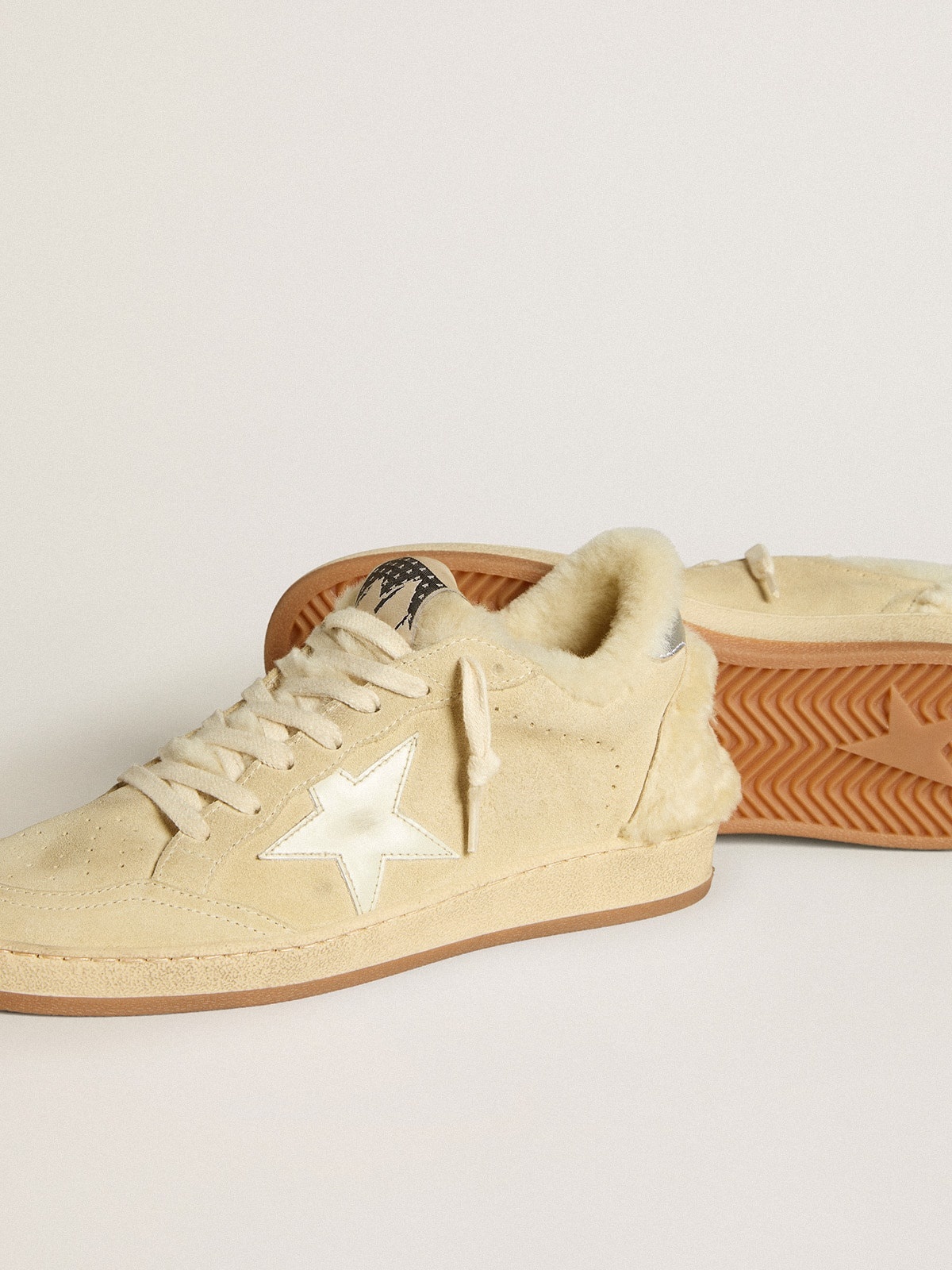 Women's Ball Star LTD in suede and shearling with white patent leather star - 3