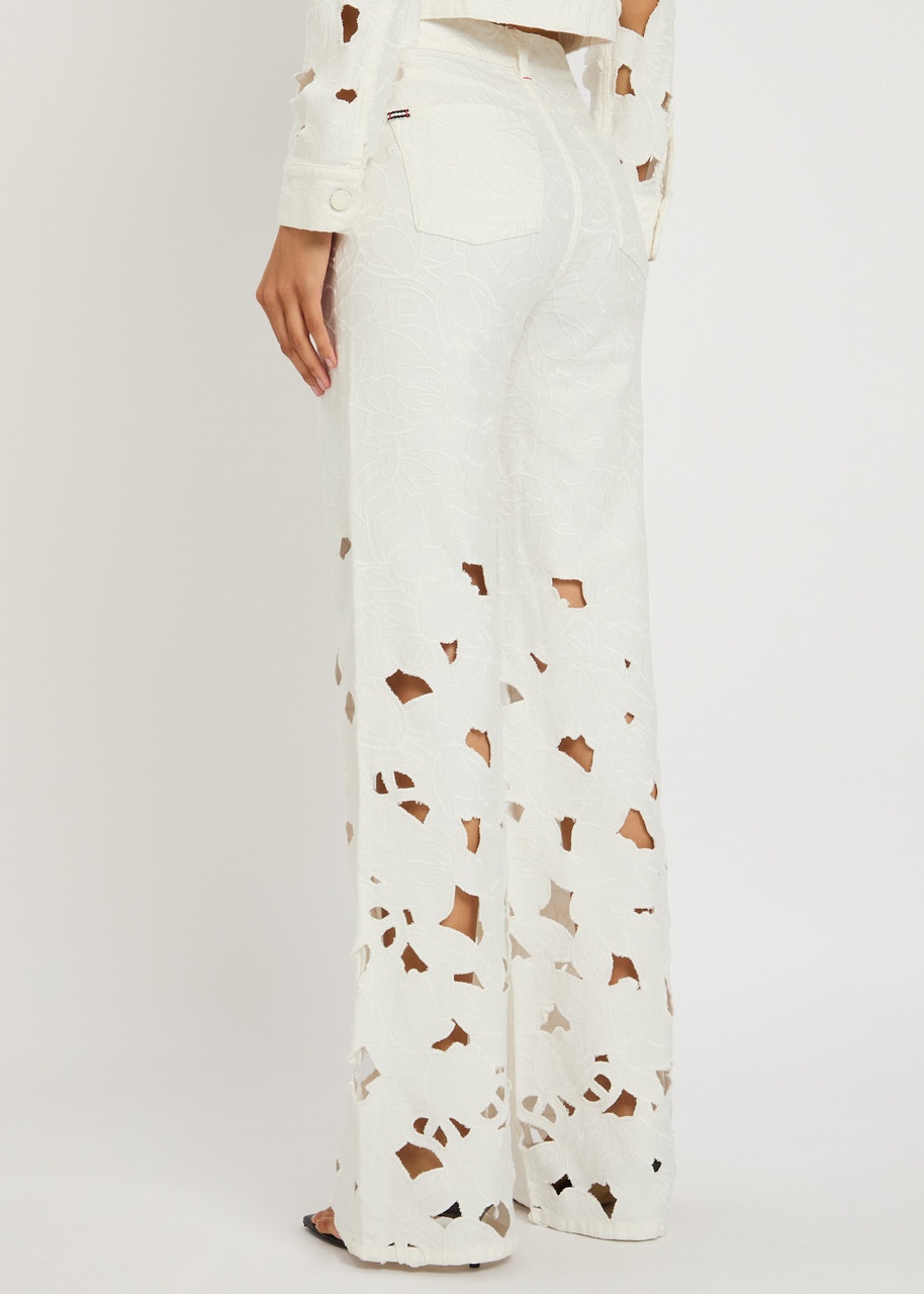 Alice + Olivia Weezy Floral-embroidered Wide-leg Jeans - 3