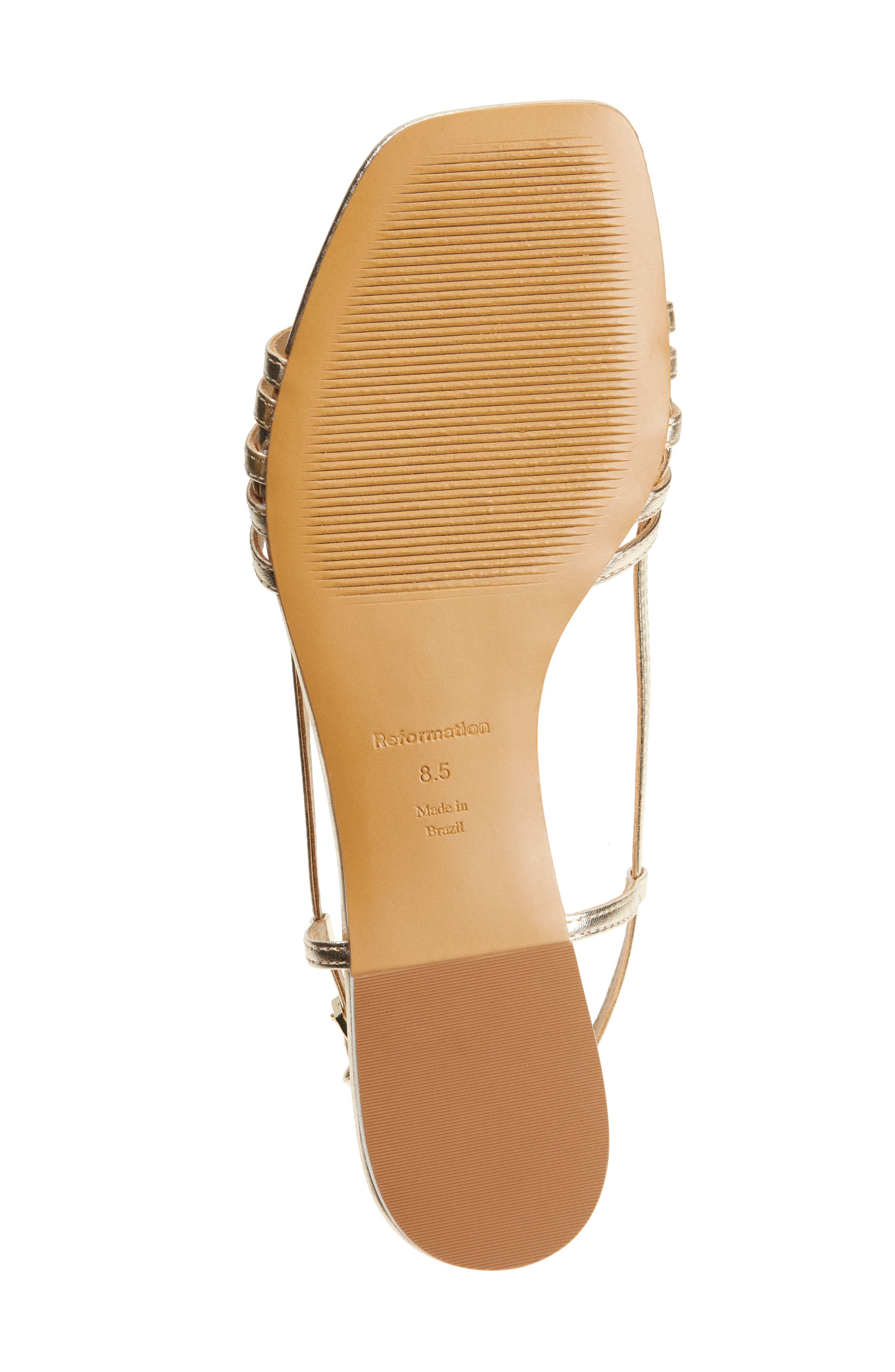 Reformation Millie Lattice Flat Sandal in Gold at Nordstrom - 6