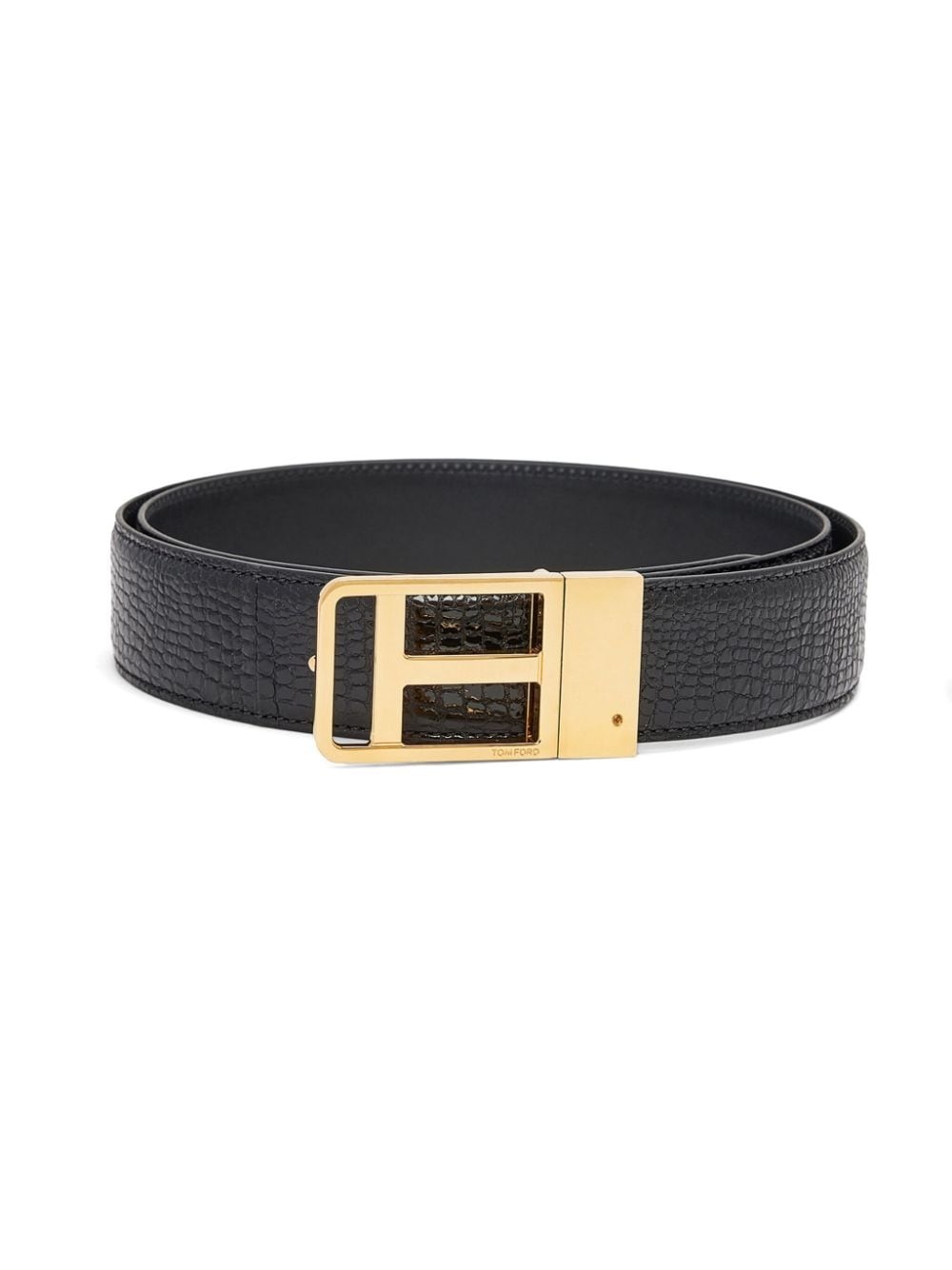 logo-buckle leather belt - 4