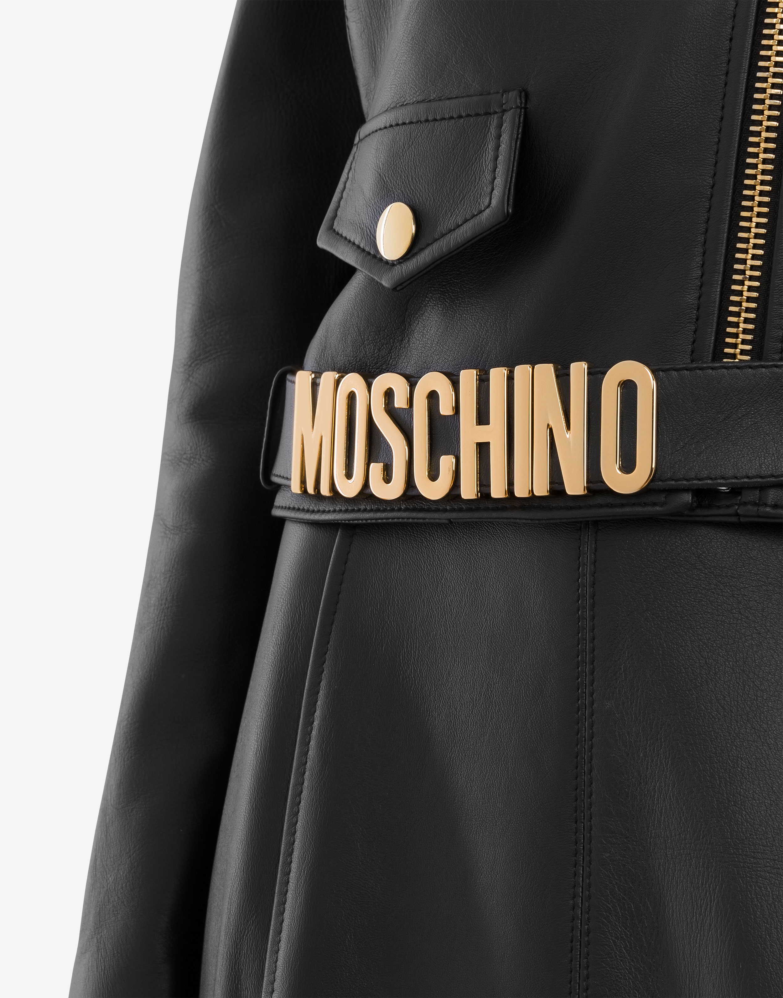 LETTERING LOGO NAPPA LEATHER BIKER JACKET - 4