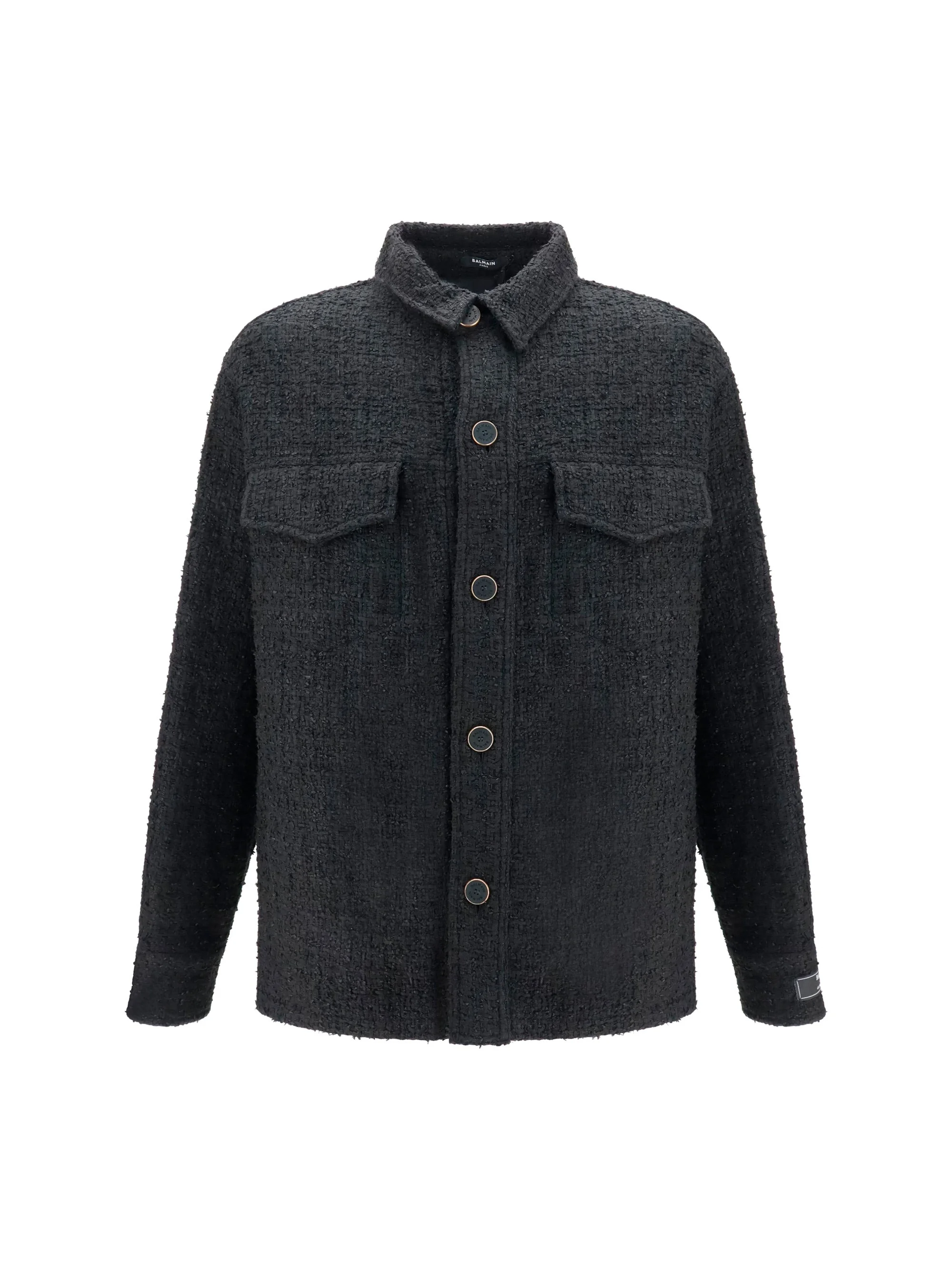 Balmain Tweed Buttoned Jacket Noir - 1