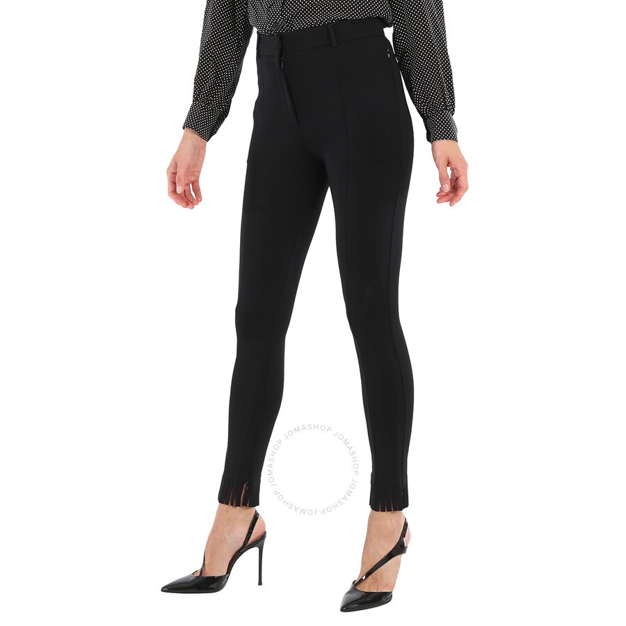 Burberry Ladies Black Fringed Hem Trousers - 4