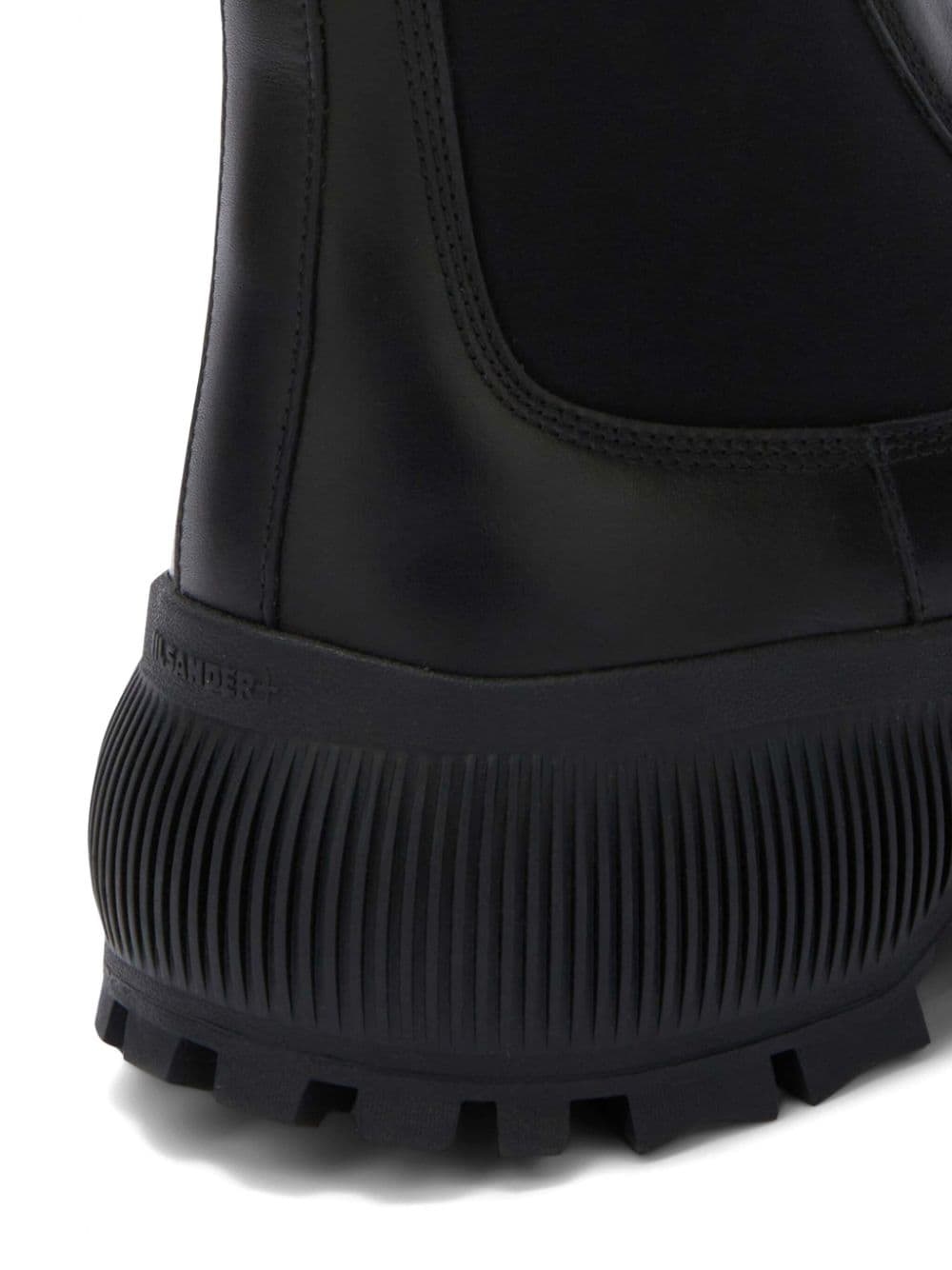 logo-embossed leather boots - 5