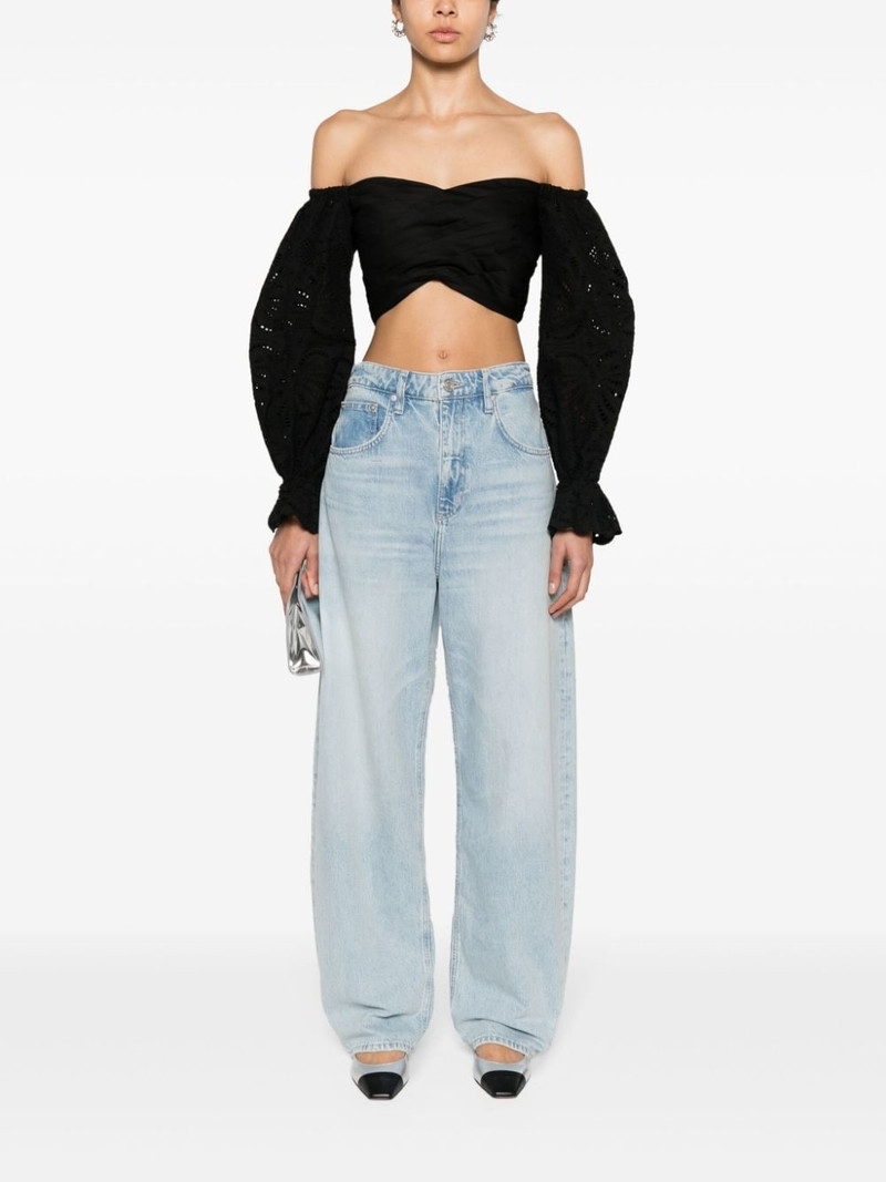 self-portrait broderie anglaise cropped blouse outlook