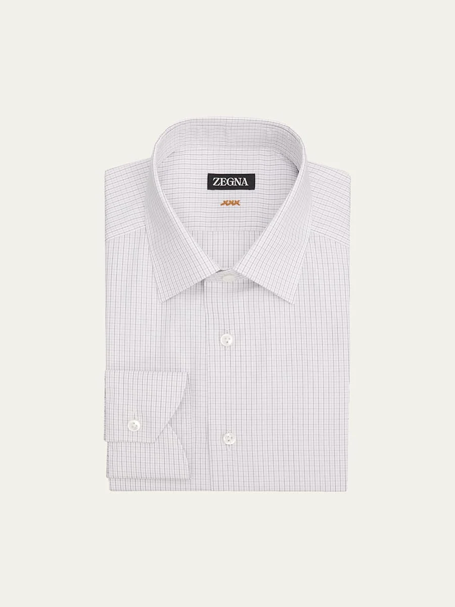 Men's Micro-Plaid Cotton Dress Shirt - 1