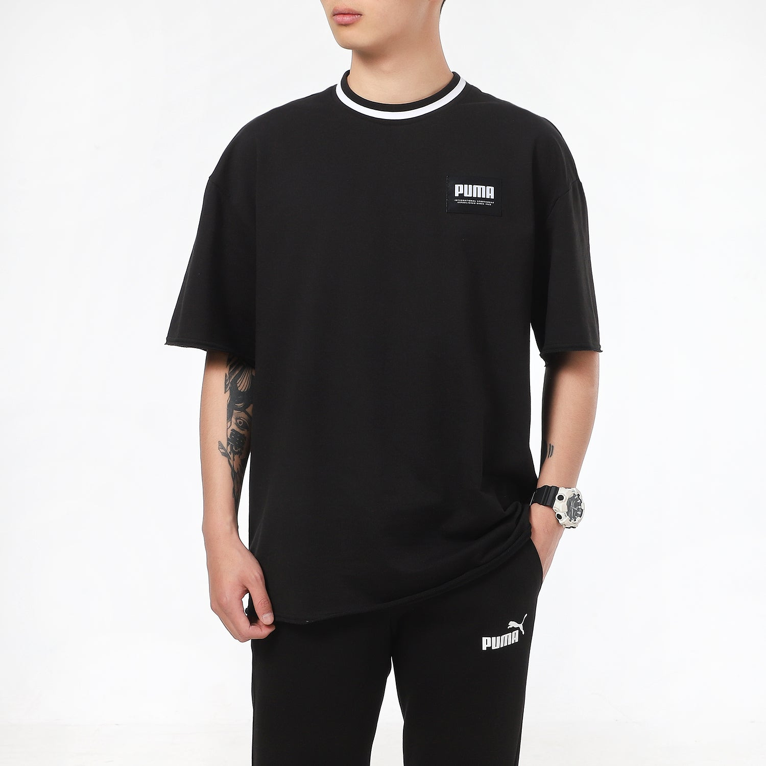 PUMA Solid Men Round Neck T-Shirt 'Black' 845861-01 - 3