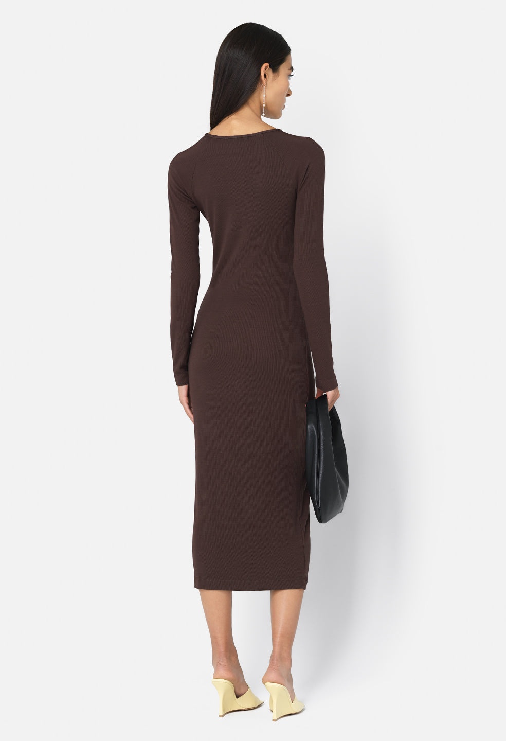 GEMINI RIB LS KEYHOLE MIDI DRESS - 3