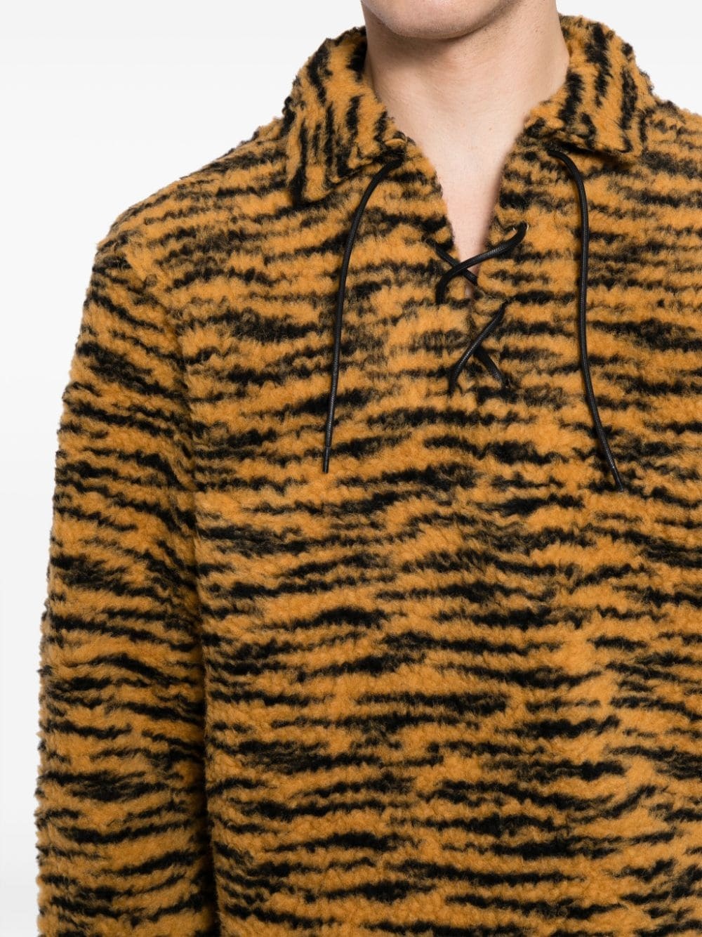 tiger-print lace-up jumper - 5