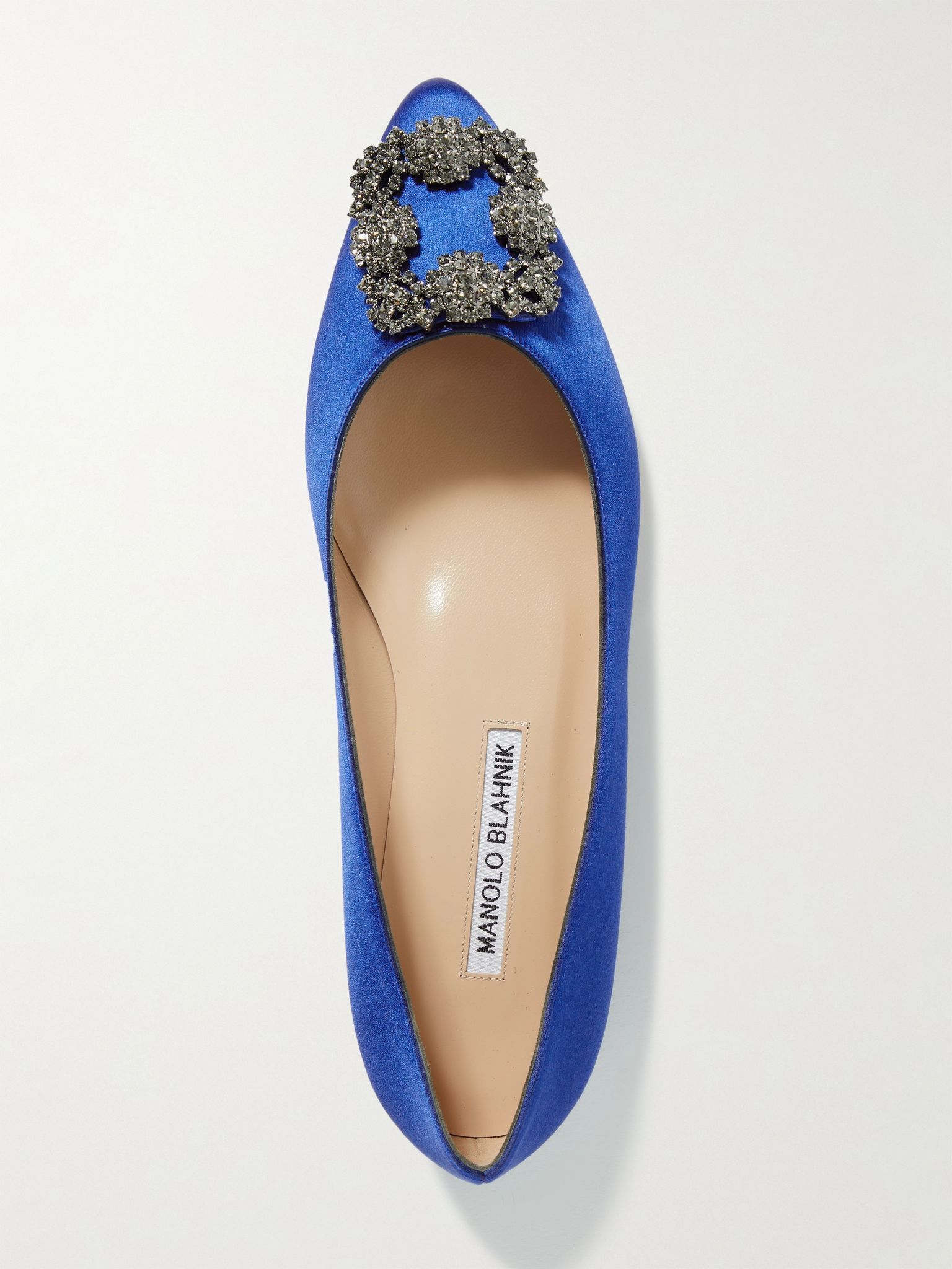 Hangisi crystal-embellished satin point-toe flats Royal blue - 5