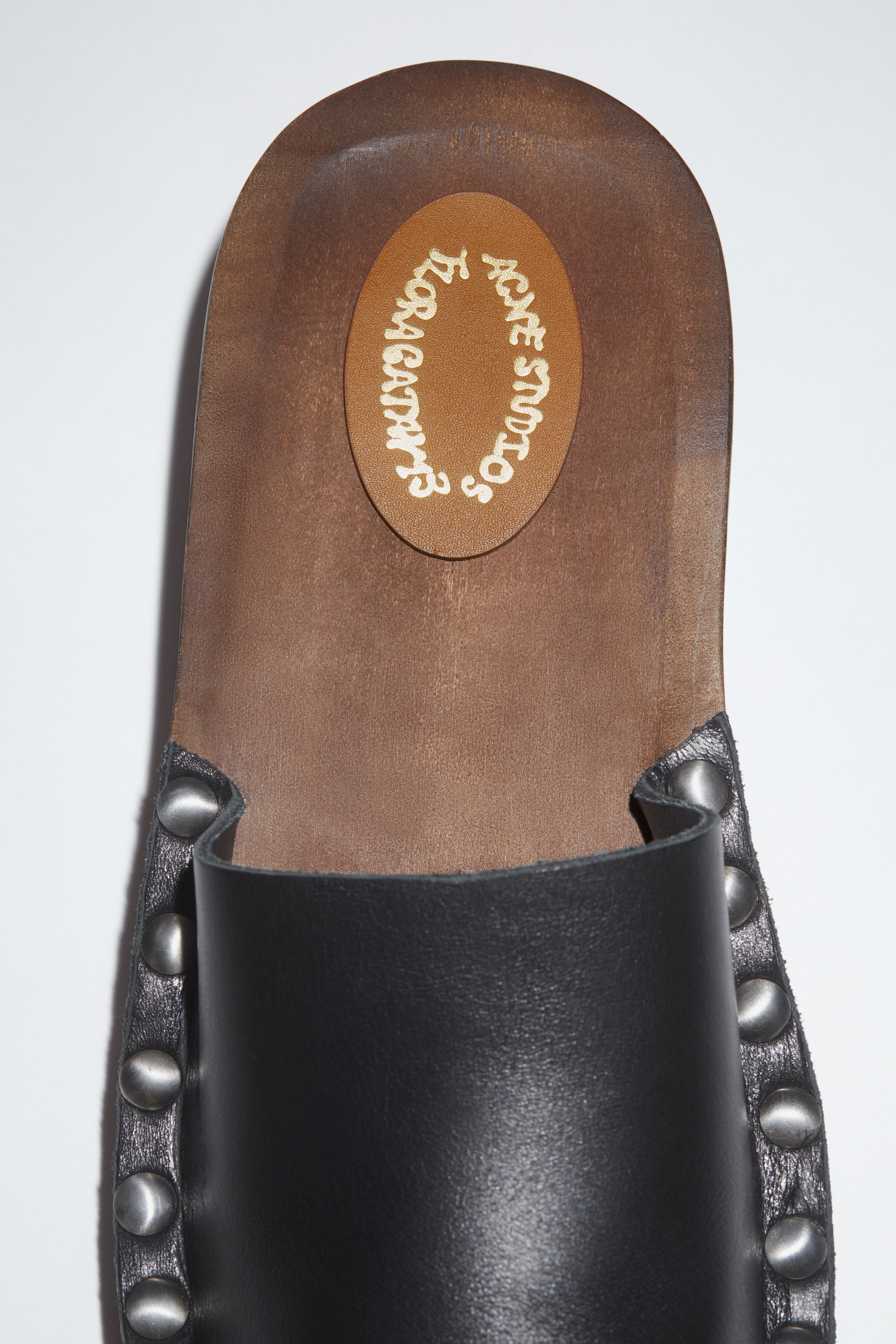 Leather wood clog - Black - 6