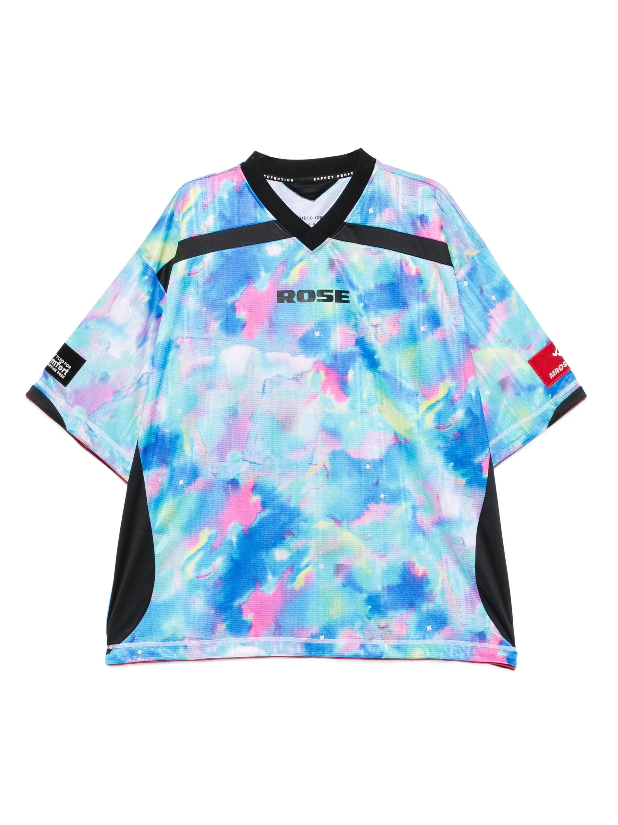Martine Rose Watercolour-print V-neck T-shirt - 1