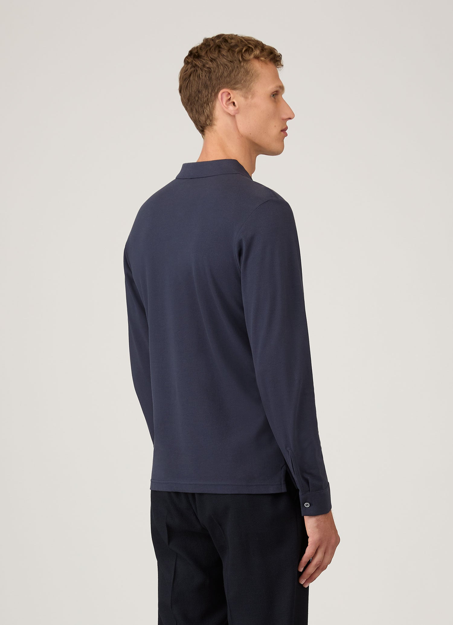 Long Sleeve Piqué Polo Shirt - 5