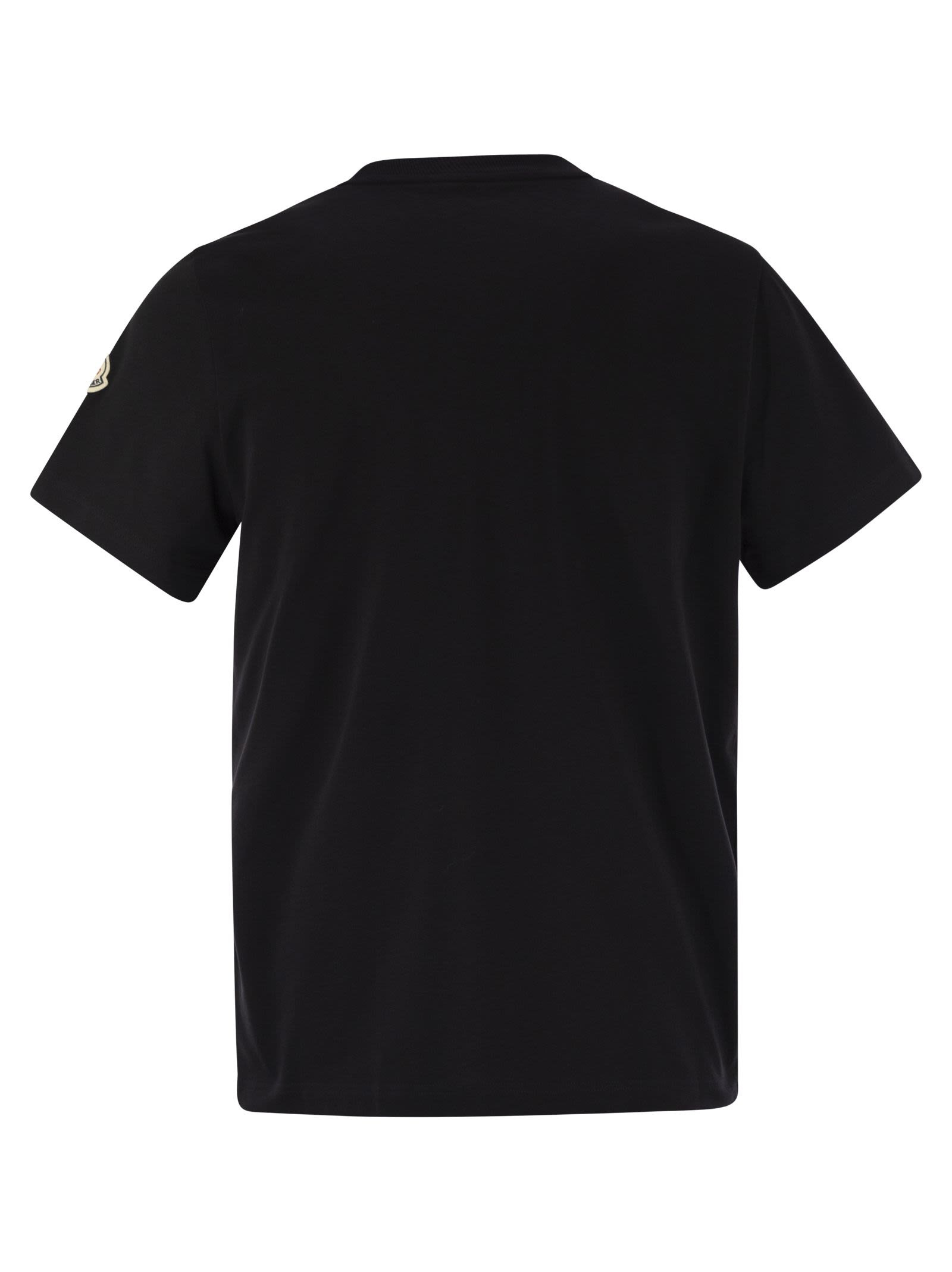Moncler Men Cotton T-Shirt With Embroidered Tricolour Logo - 2
