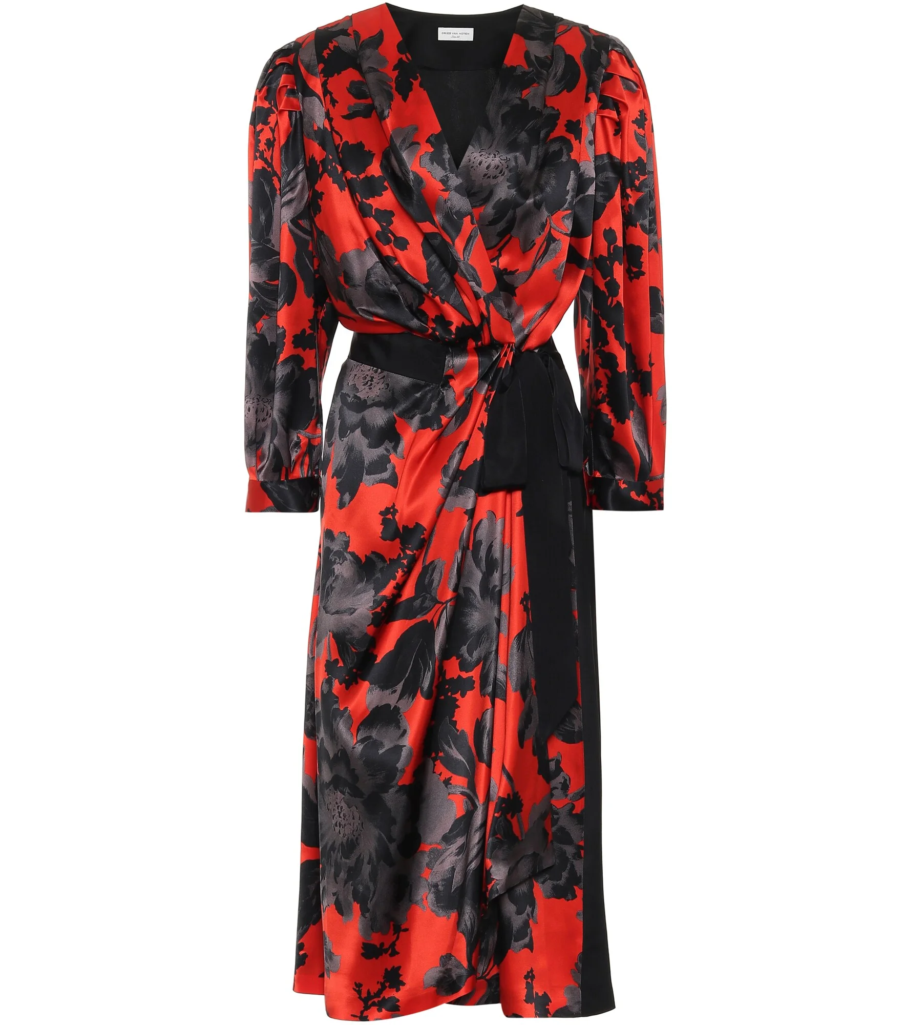 Floral silk-satin wrap dress - 1
