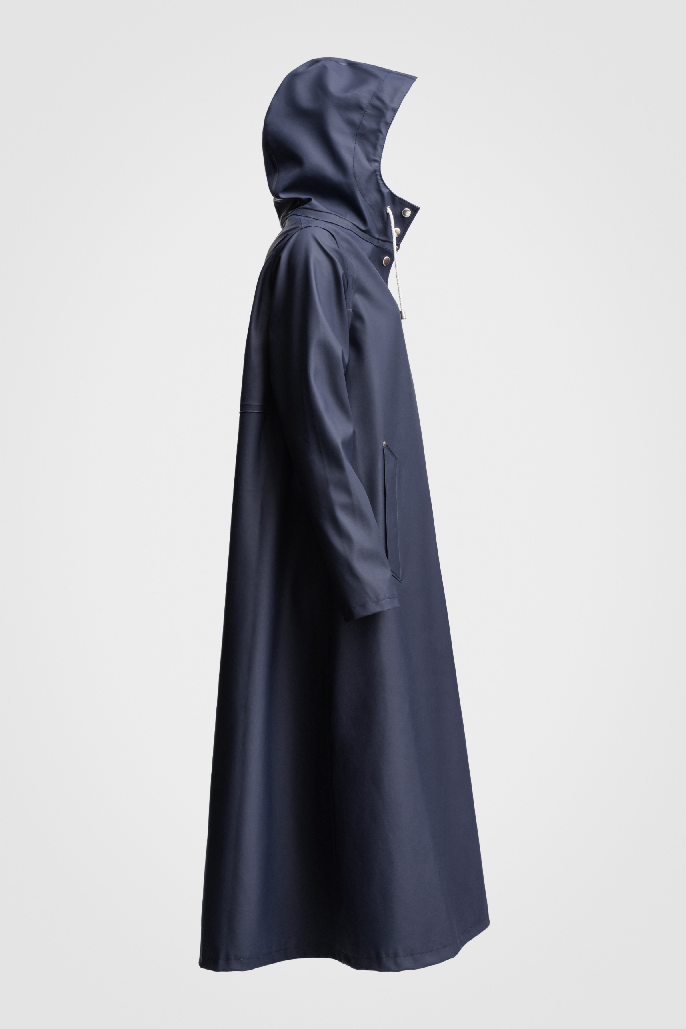 Mosebacke Long Print Raincoat Navy - 5
