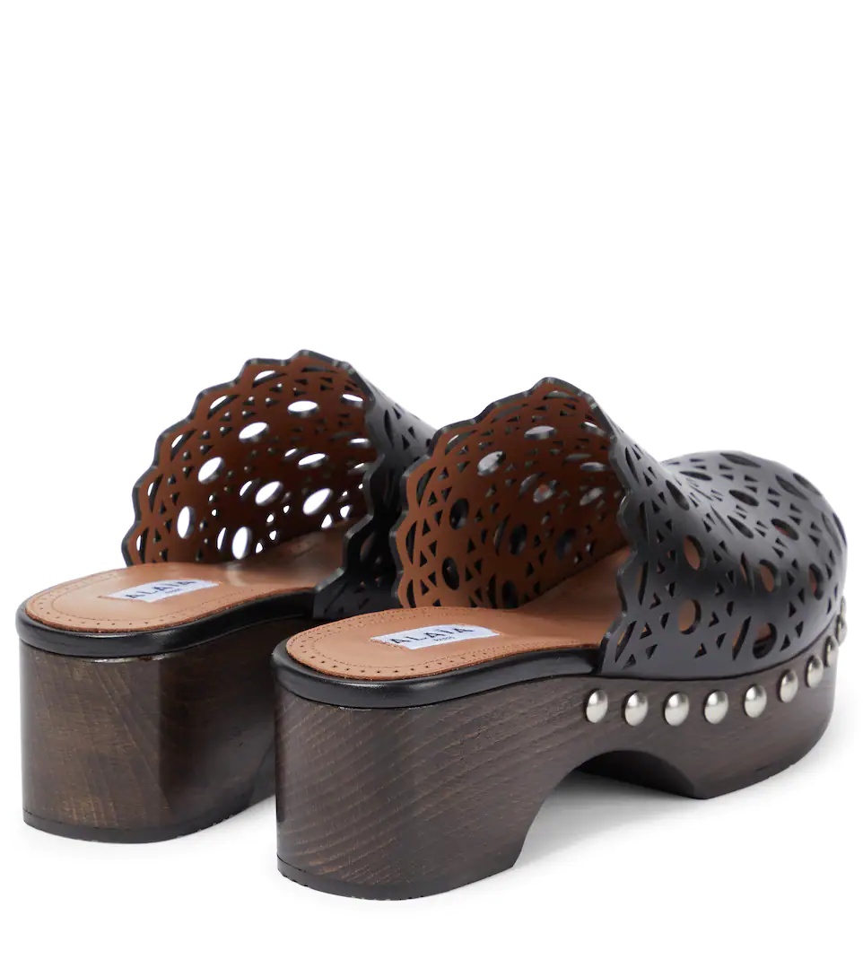 Laser-cut leather clogs - 3