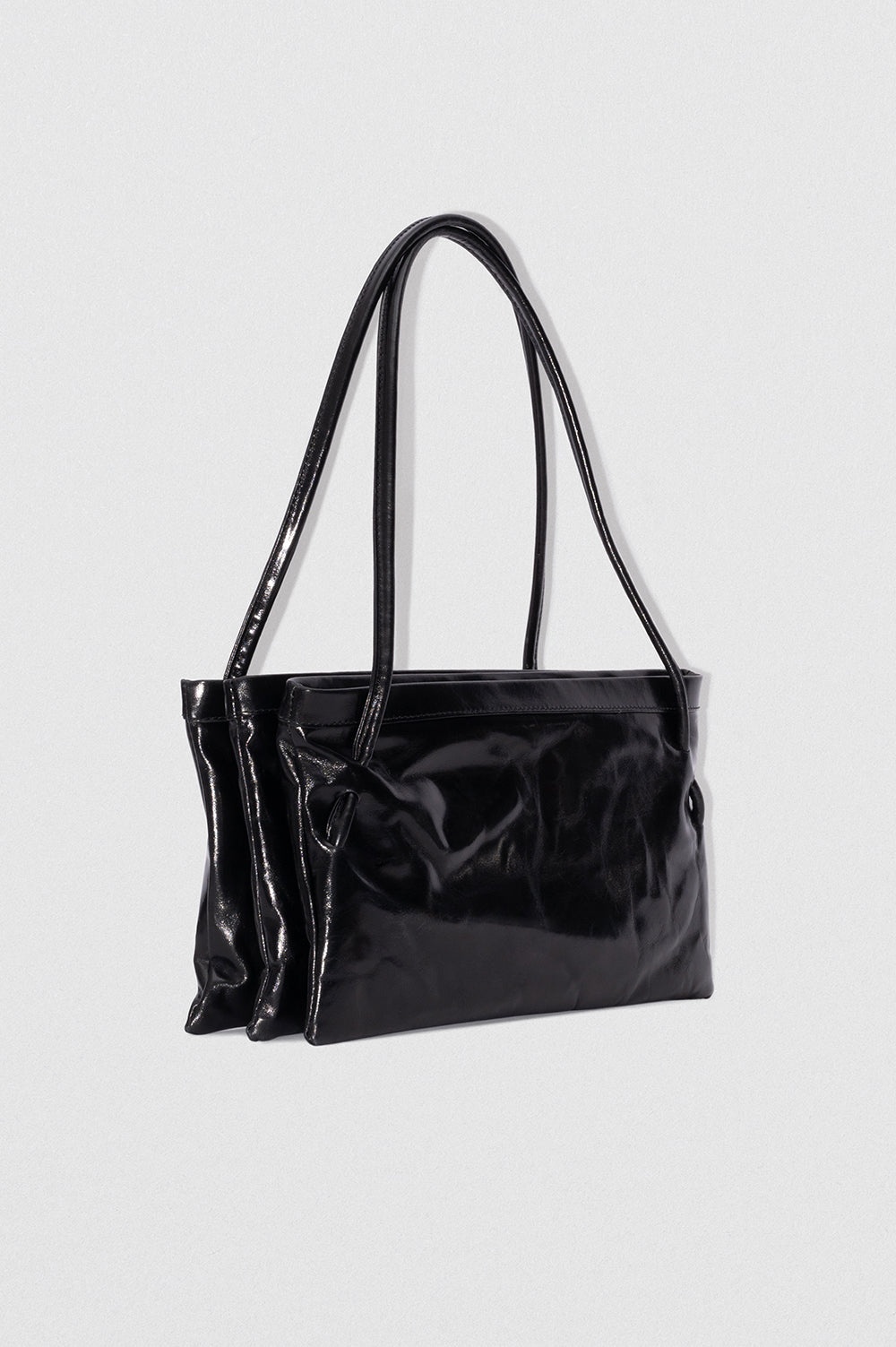 Hannah Black Creased Calf Leather Shoulder Bag - 2