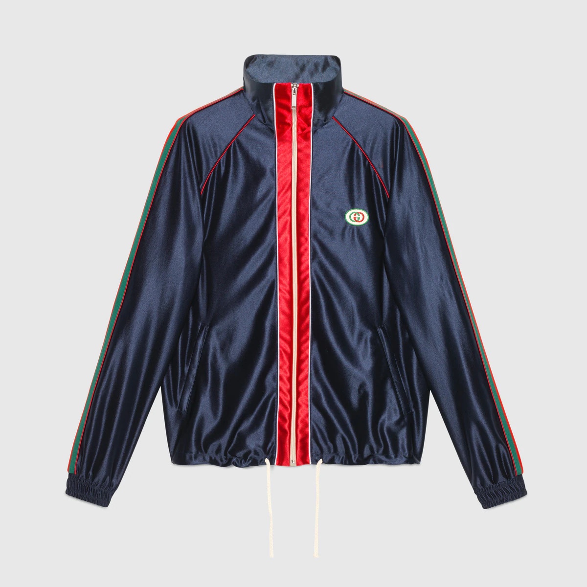 Shiny jersey jacket with Web - 1