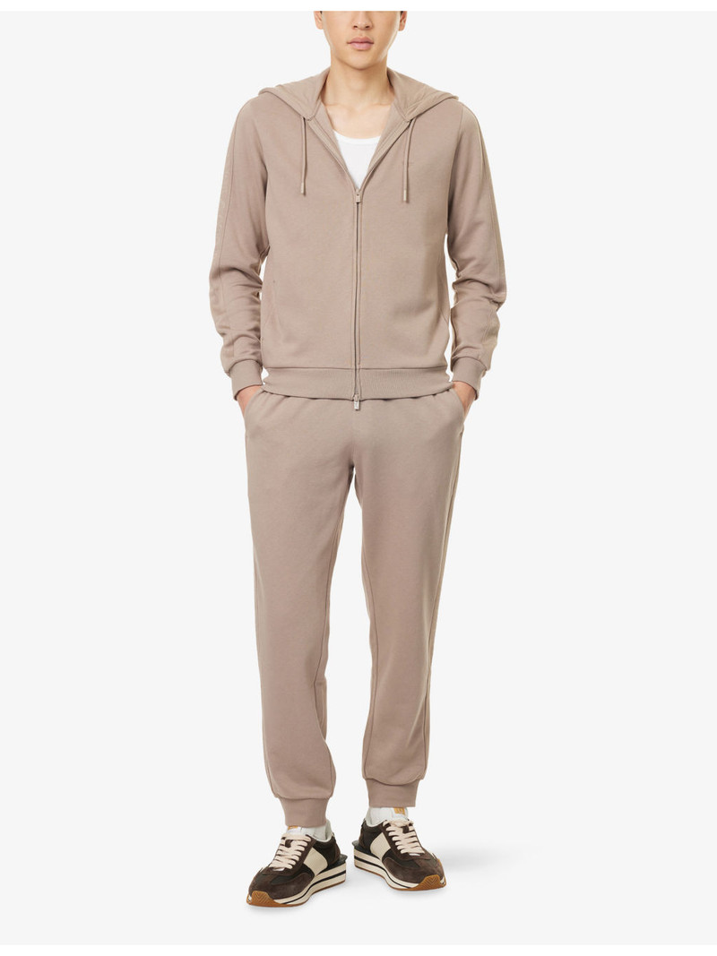 EMPORIO ARMANI Branded-Panel Straight-Leg Cotton-Blend Jogging Bottoms outlook