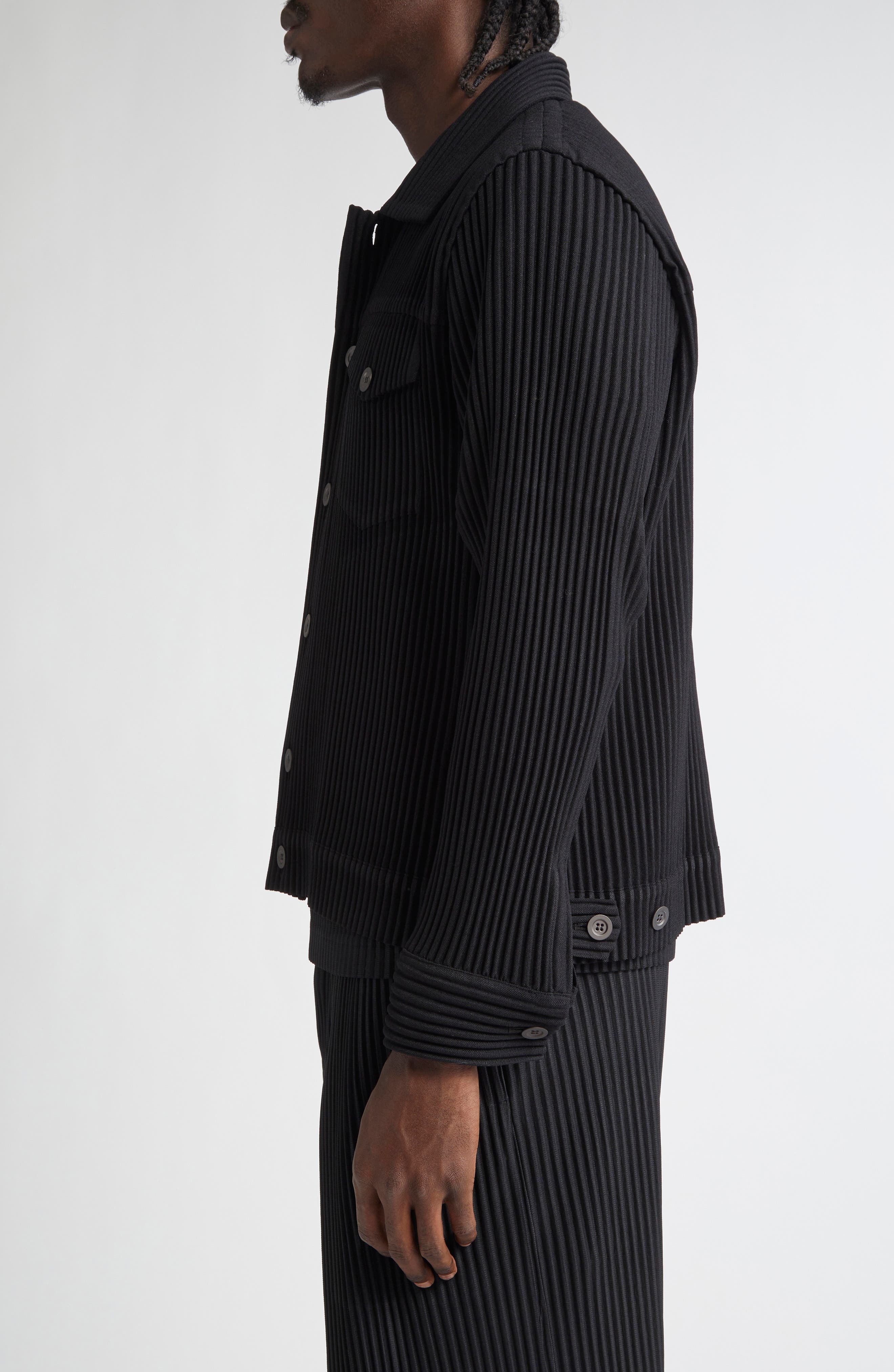 Homme Plissé Issey Miyake Light Shirt Jacket in Black at Nordstrom - 3