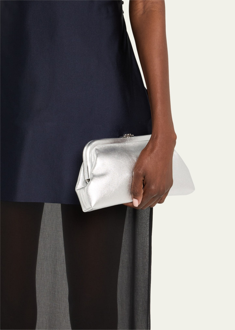 JIMMY CHOO Skylar Frame Metallic Leather Clutch Bag outlook