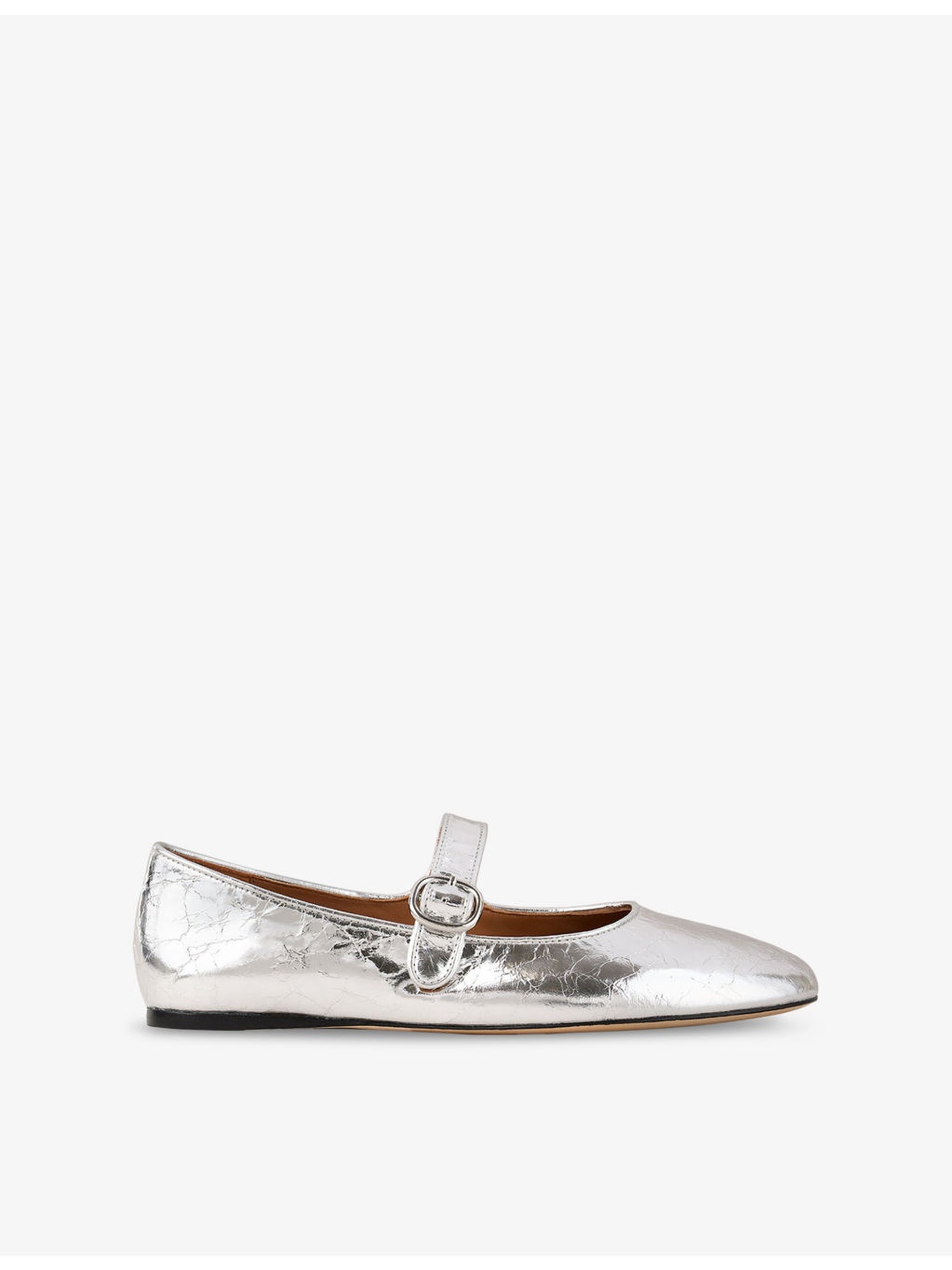 Crinkled-texture metallic-leather Mary Jane flats - 1