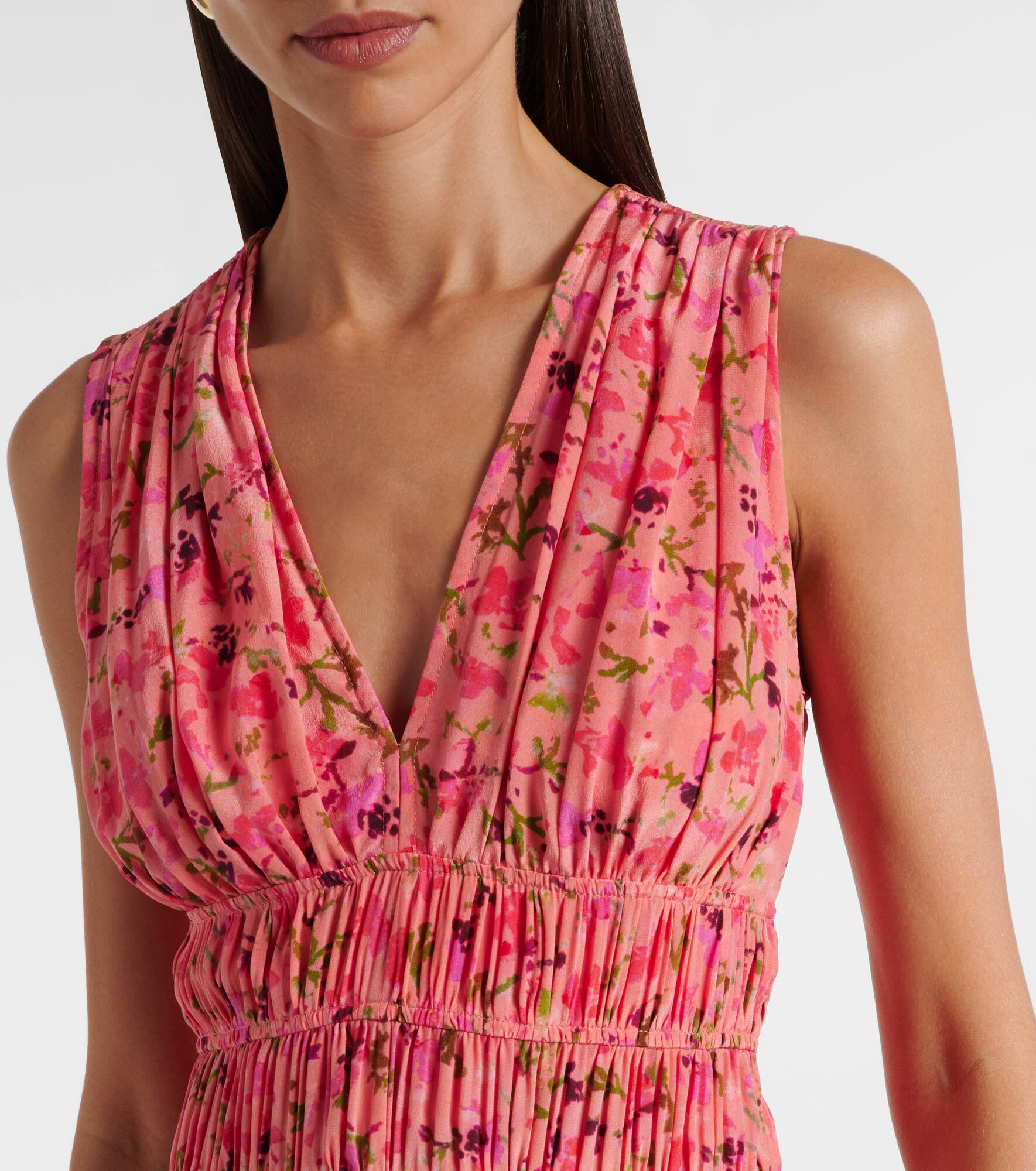 Sylvie floral silk midi dress - 4