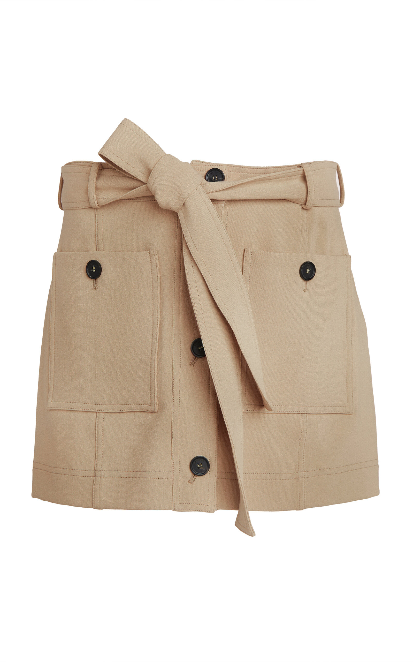 Panelled Cotton-Blend Mini Skirt tan - 1