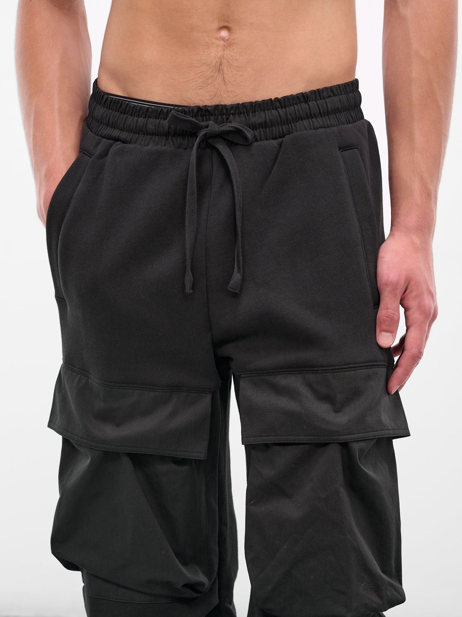 Black Wide Leg Utility Sweatpants - 5