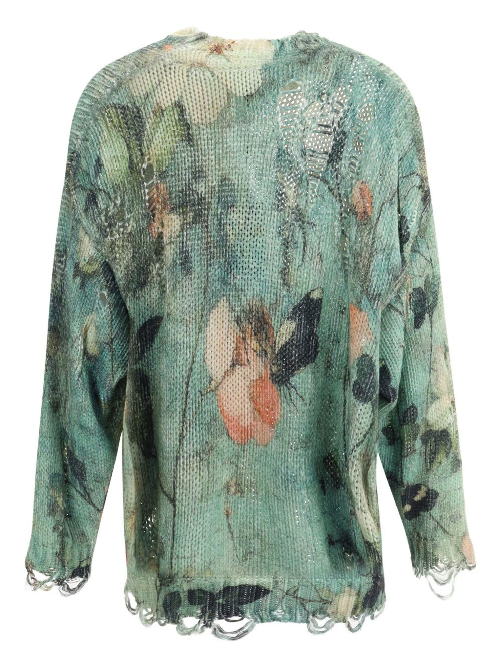 floral-print distressed sweater - 2