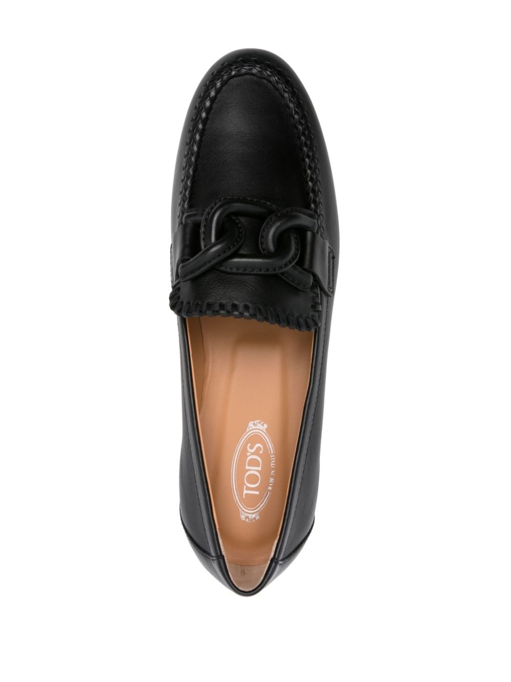 chain-link leather loafers - 4