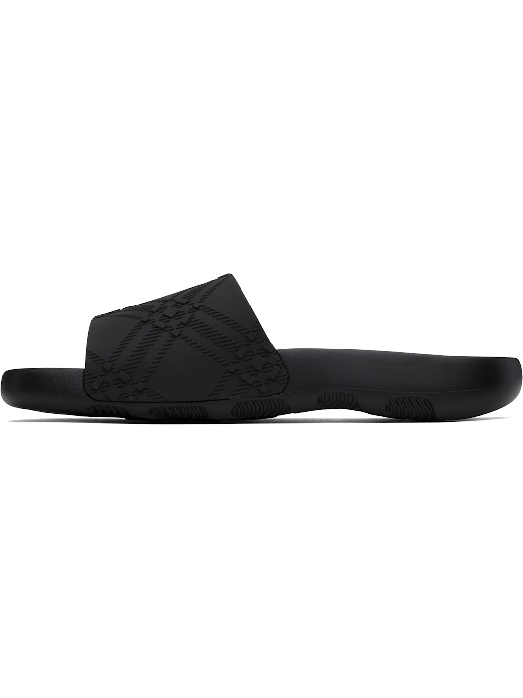 Black Embossed Check Dive Slides - 3