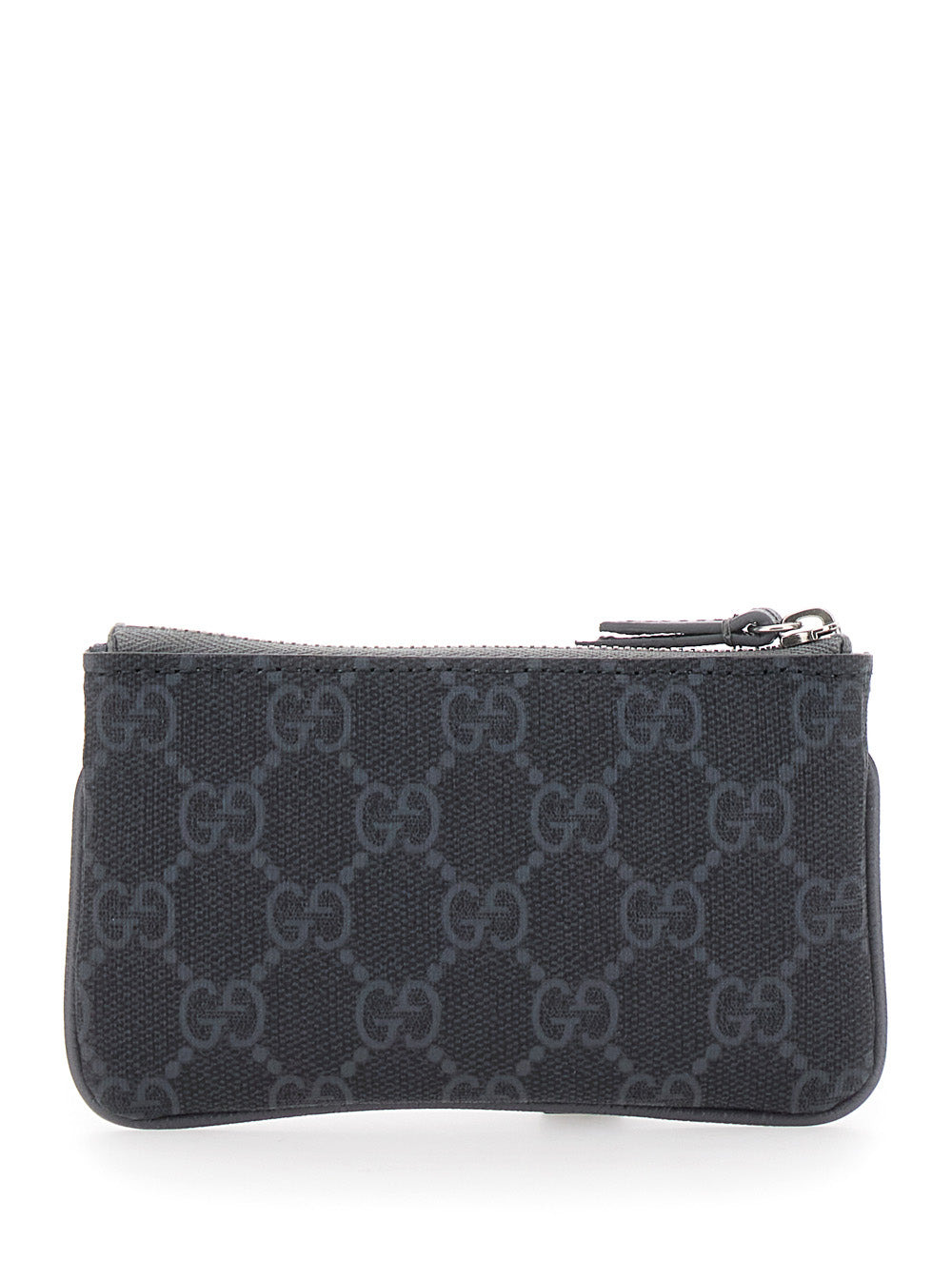 Gucci Men Black Card Holder With Zip Closure And Logo Detail On The Front In Gg Canvas Man - 4