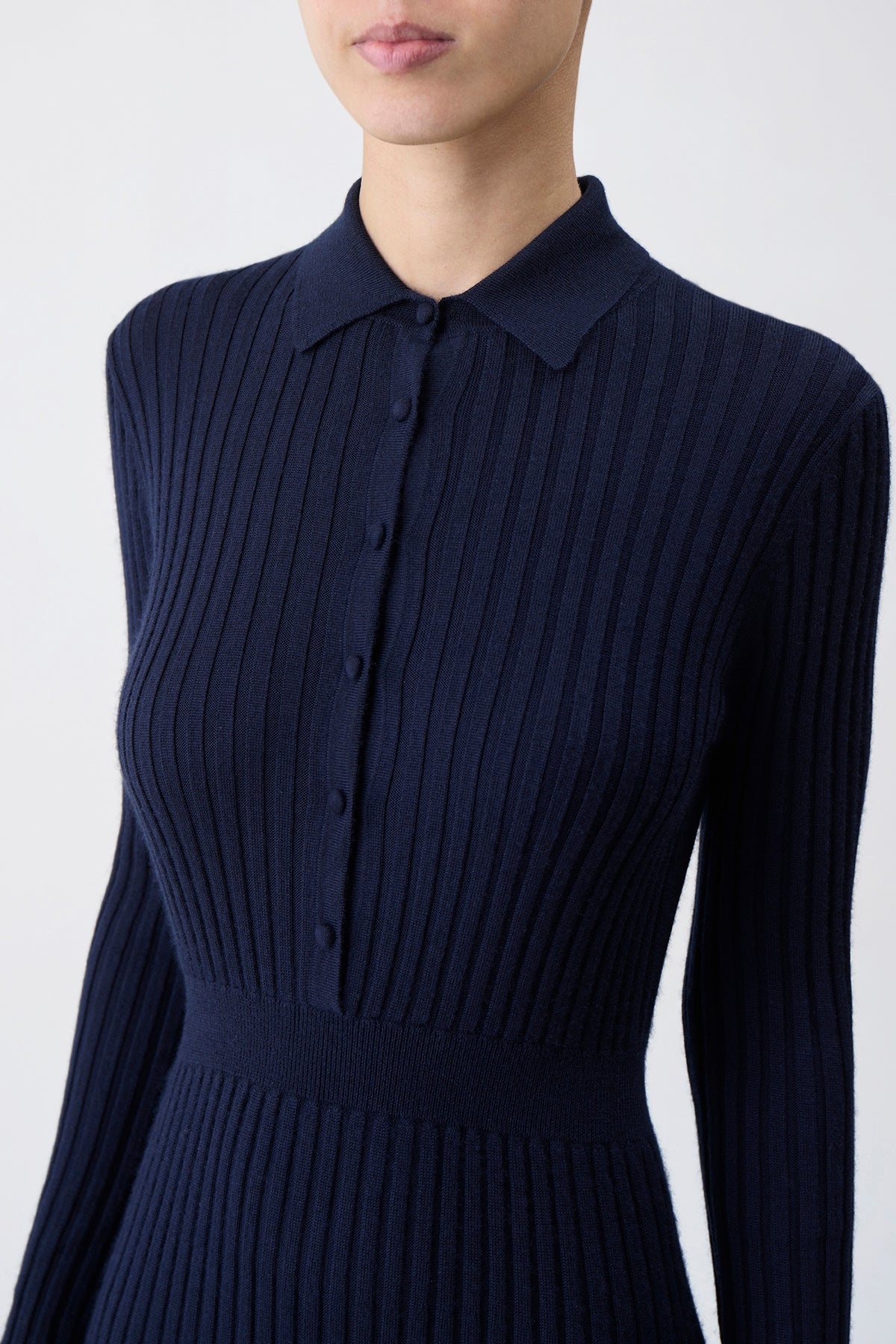 Ardor Knit Dress in Navy Cashmere Silk - 3