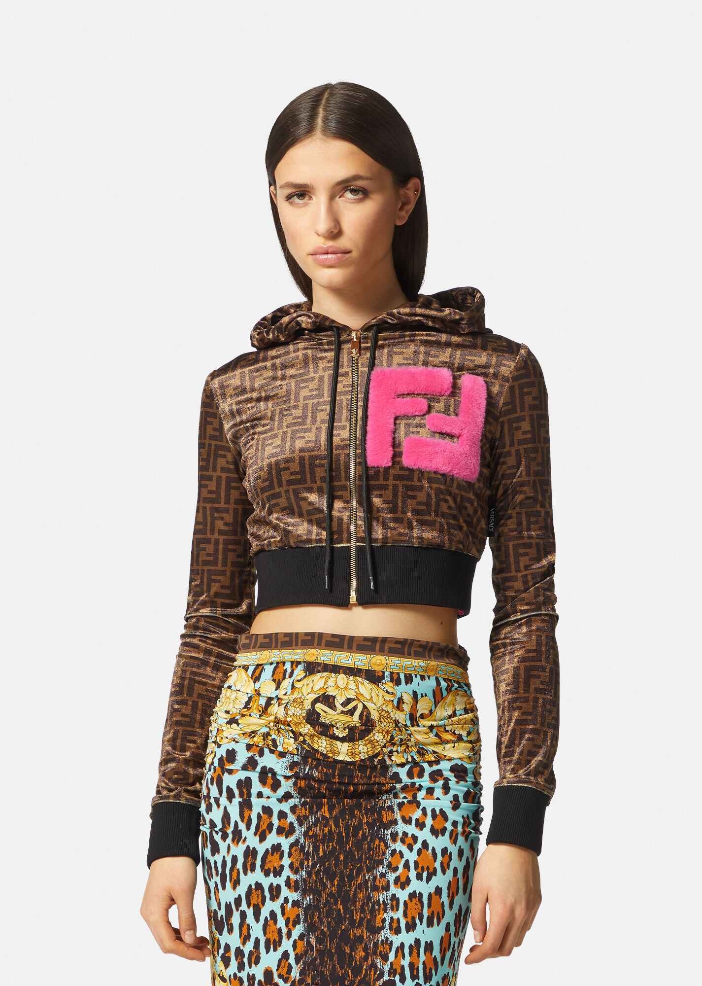 Fendace FF Crop Zip Hoodie - 3