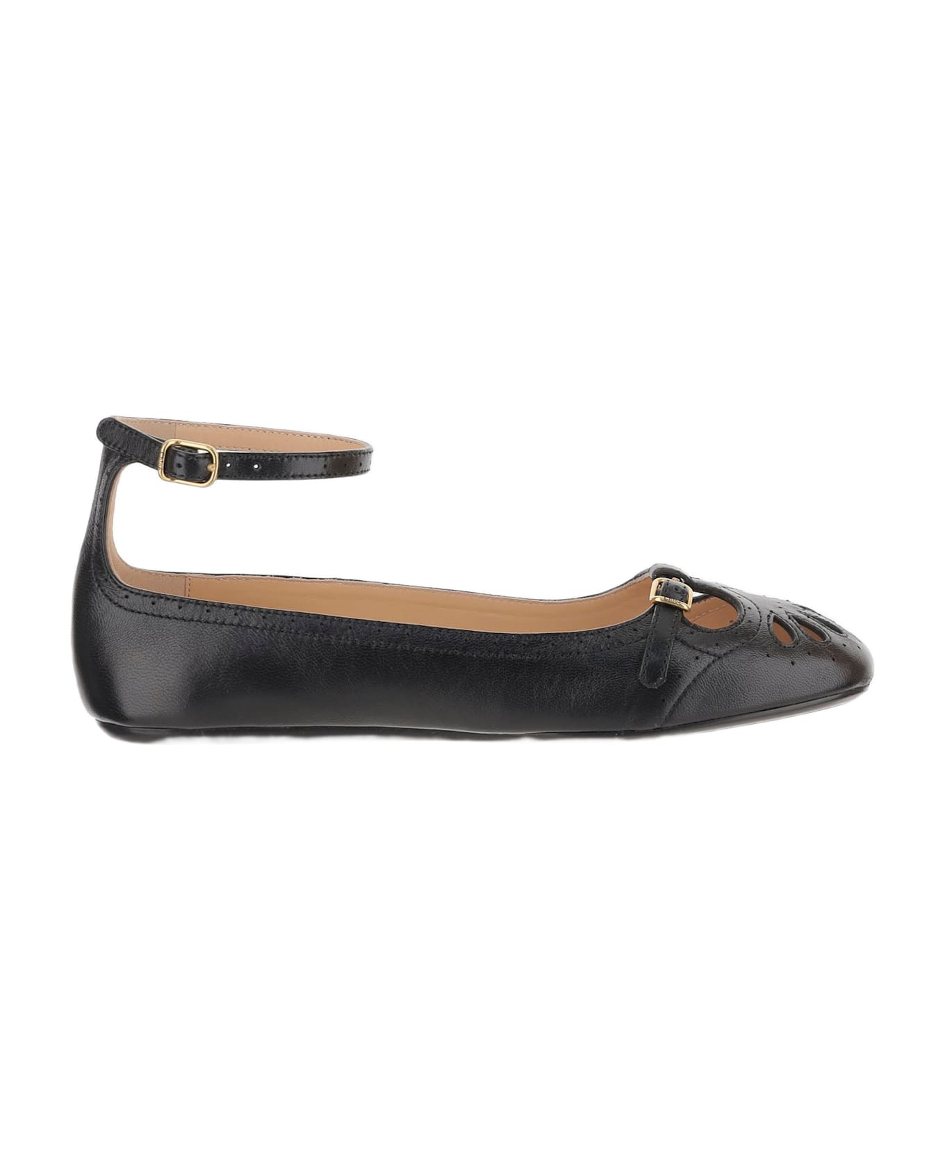 Mixed Leather Ballerina Flats - 1