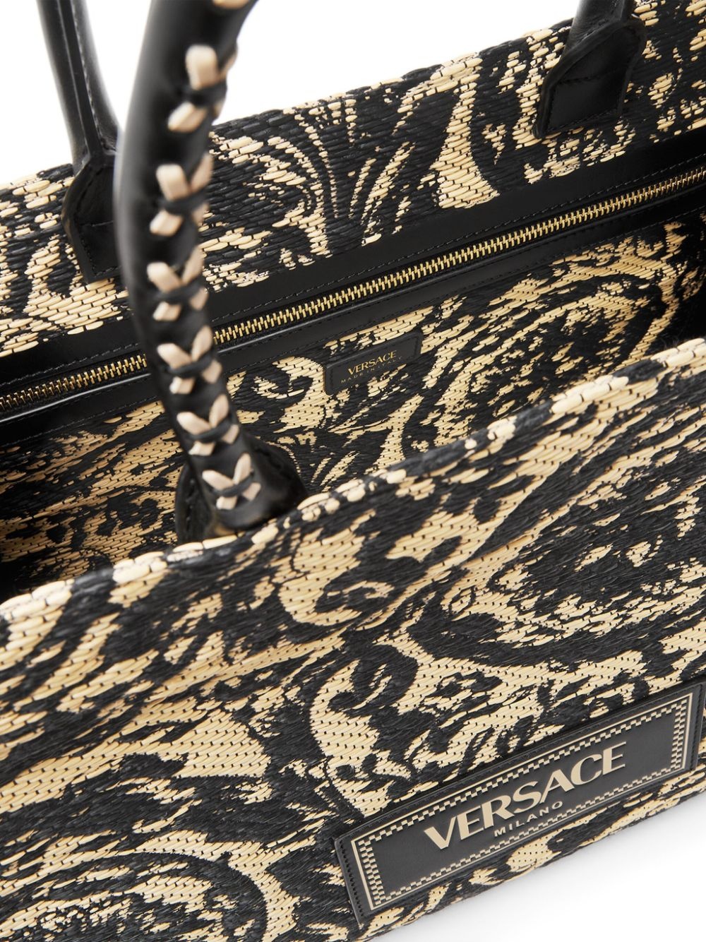 large Barocco Athena raffia tote bag - 4