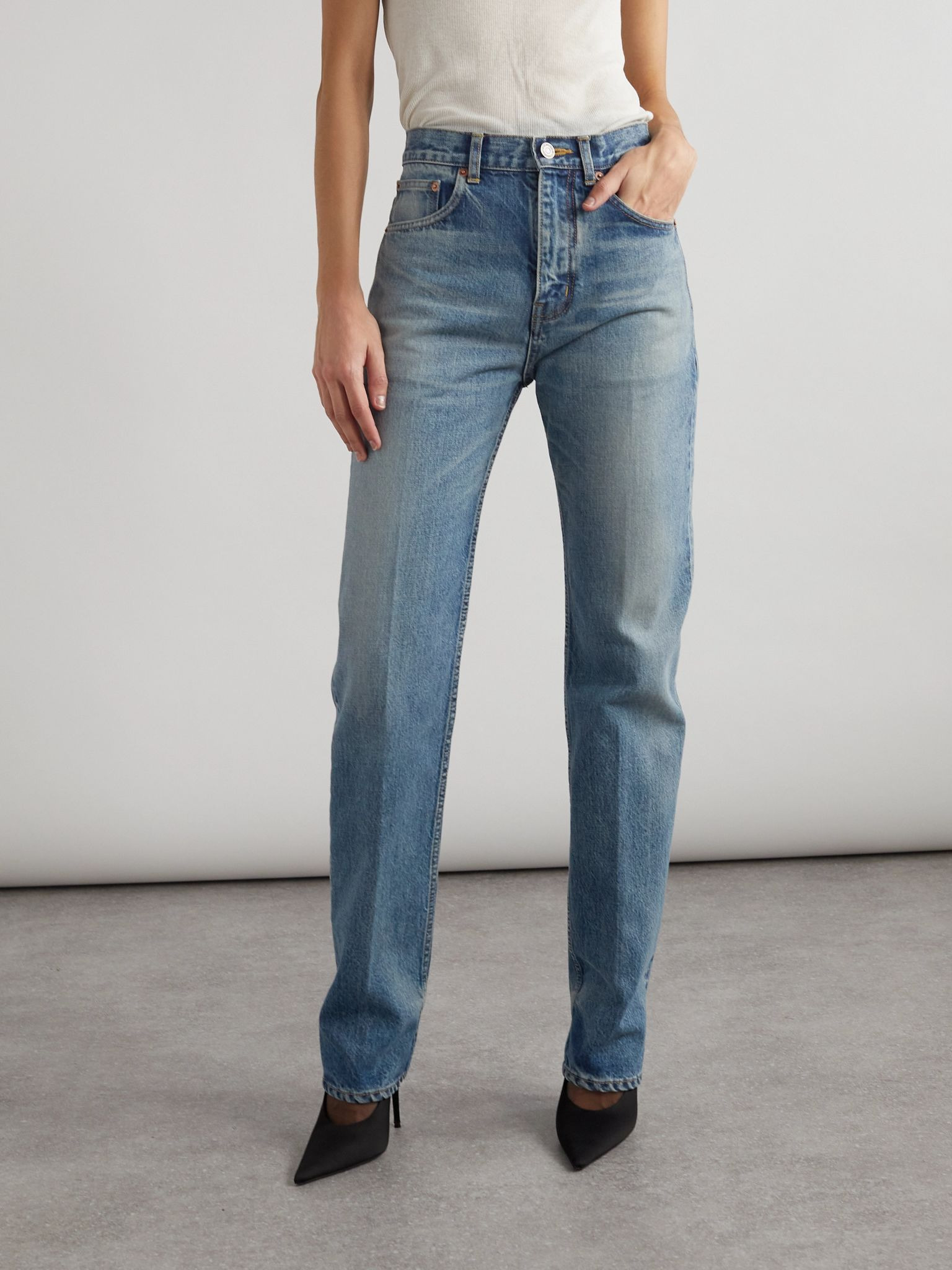 Mid-rise straight-leg jeans Blue - 3