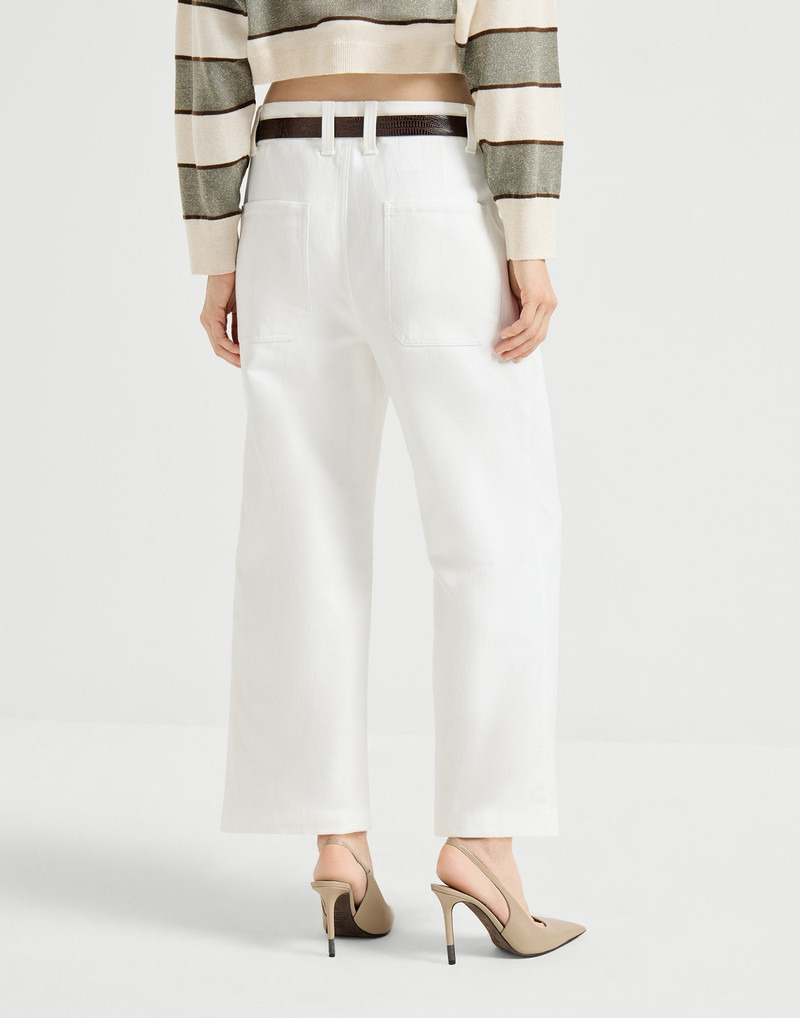 Brunello Cucinelli Cotton and linen gabardine cropped chino trousers outlook