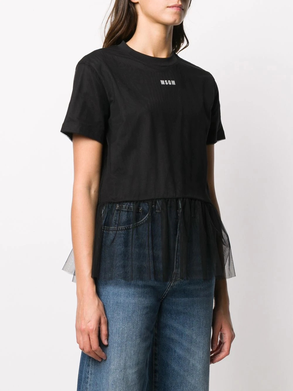 logo-print tulle-hem T-shirt - 3