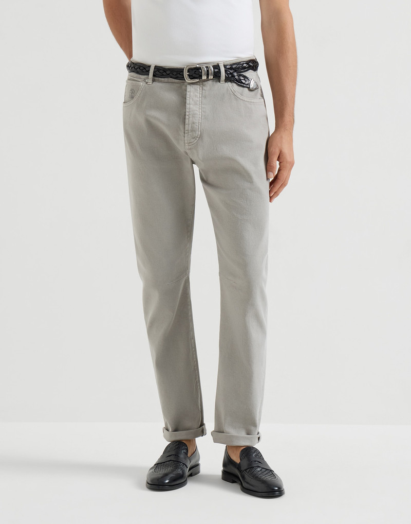 Garment-dyed five-pocket trousers in comfort denim 2
