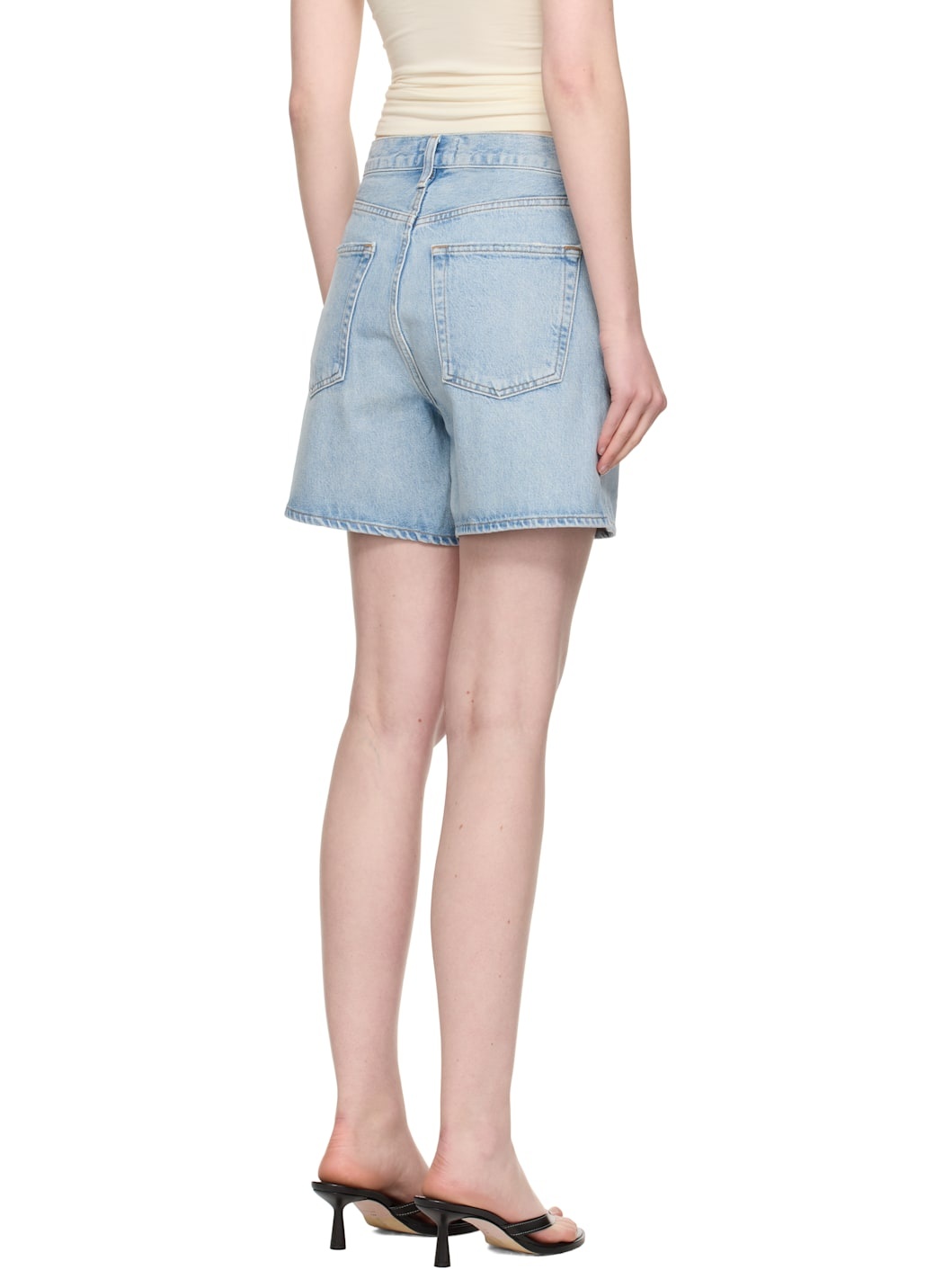 Blue V-Waist Denim Shorts - 3