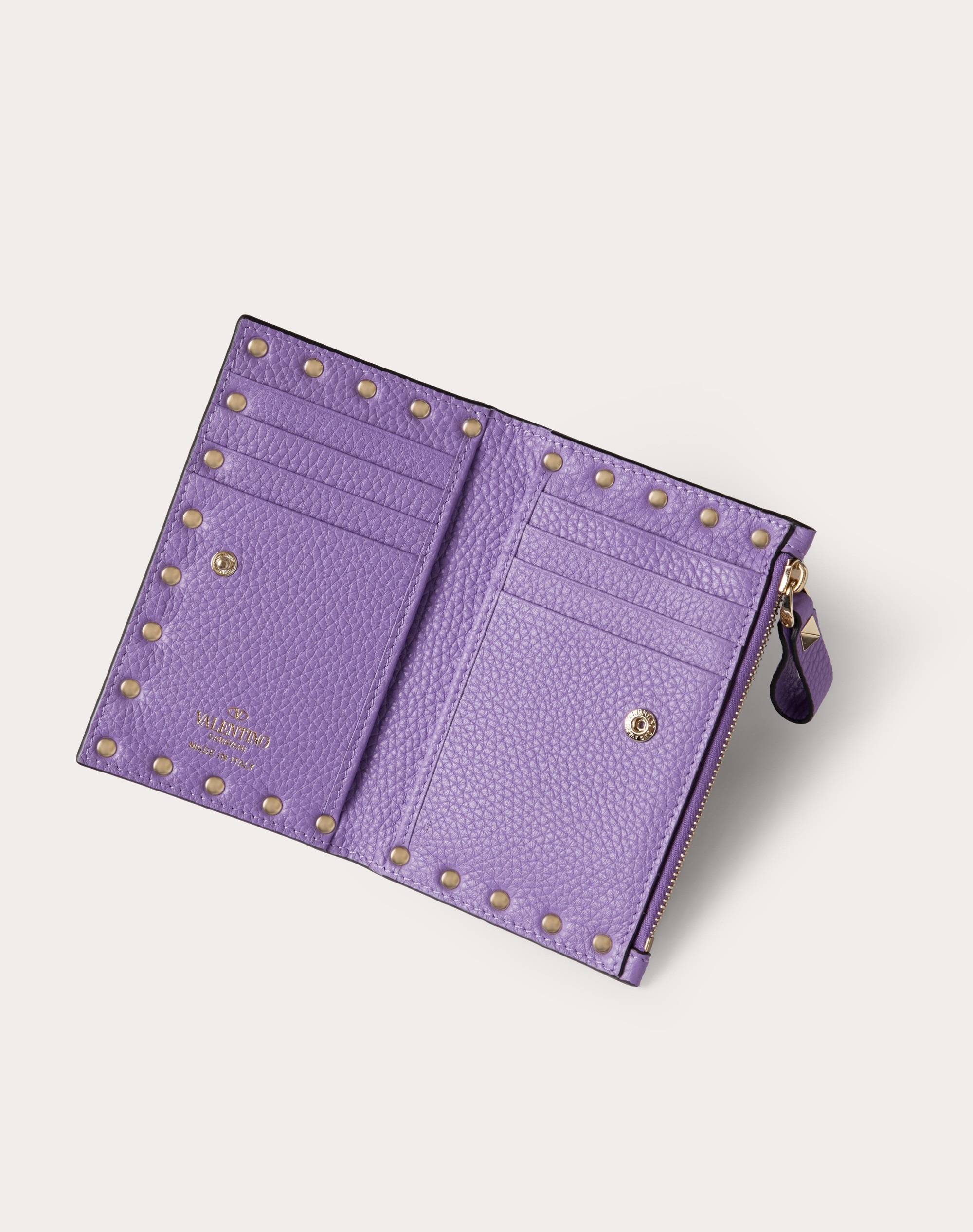 ROCKSTUD GRAINY CALFSKIN CARDHOLDER WITH ZIPPER - 5